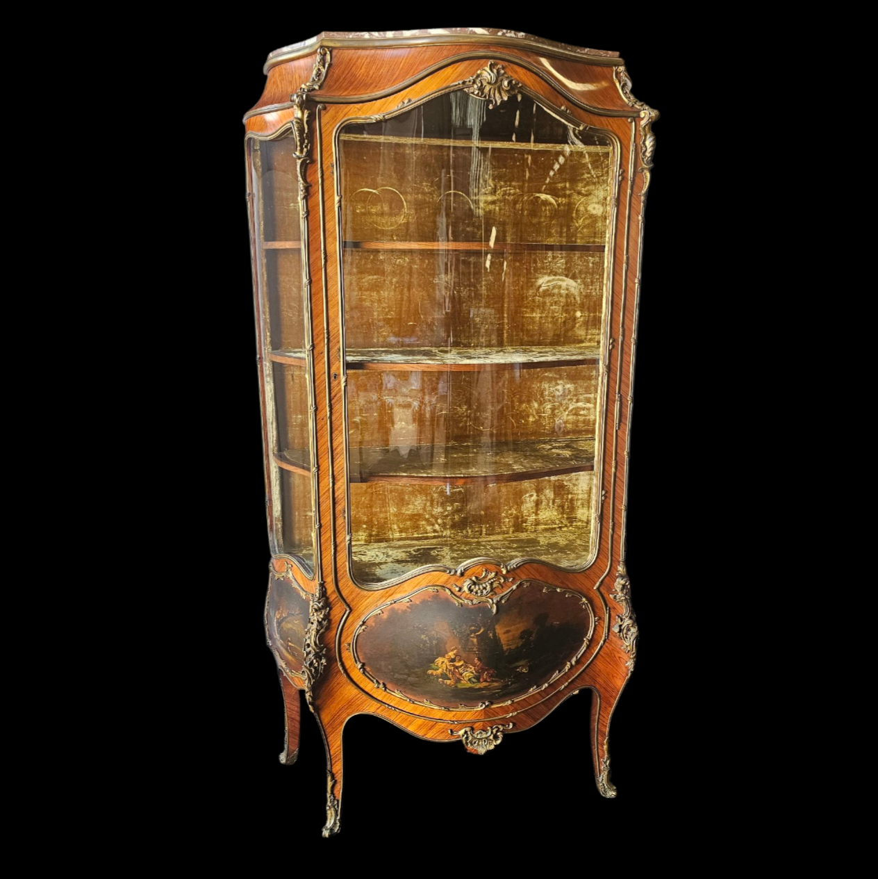 VITRINE BOMBEE 100/185/35 CM DE STYLE LOUIS XV VERNIS MARTIN 