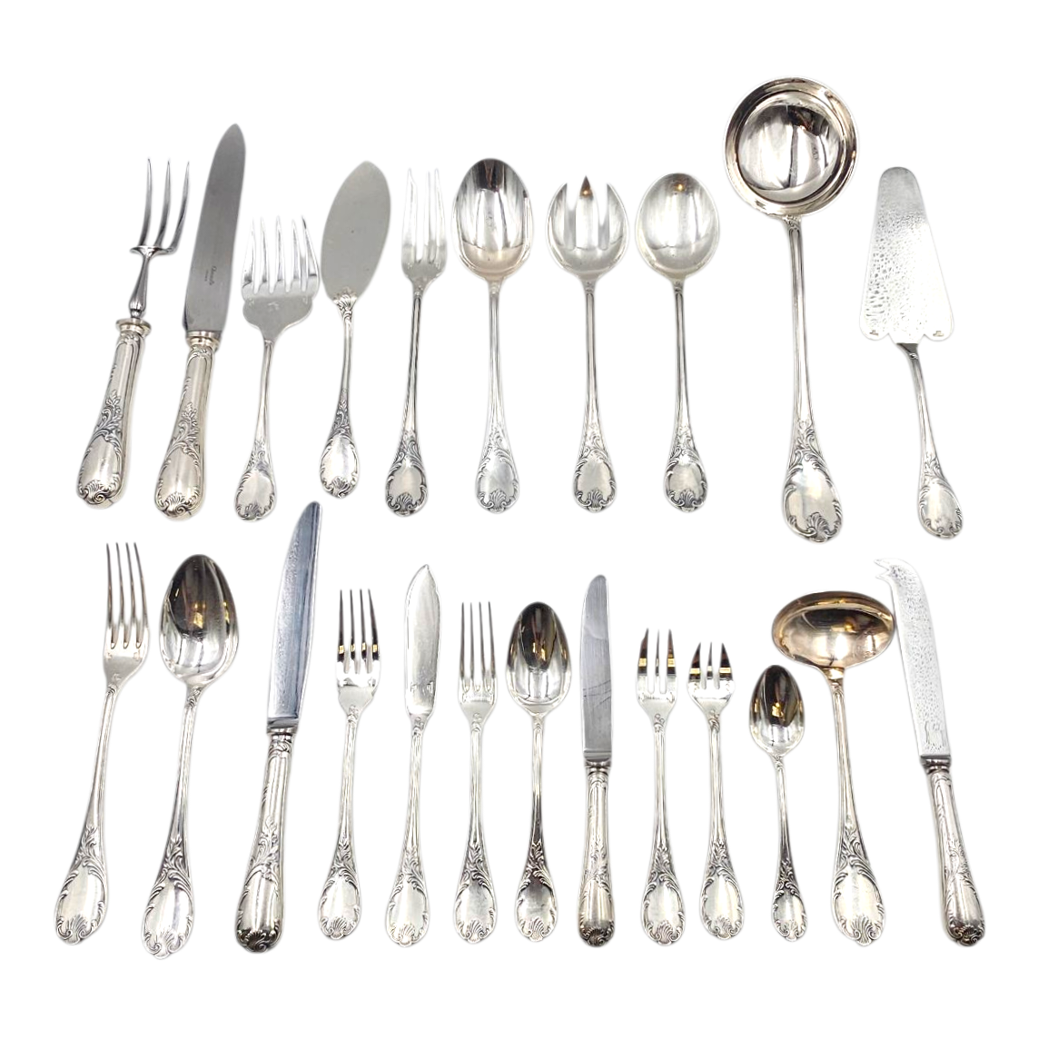 CHRISTOFLE MARLY MENAGERE 143 PIECES 12 PERSONNES EN METAL ARGENTE + COFFRET