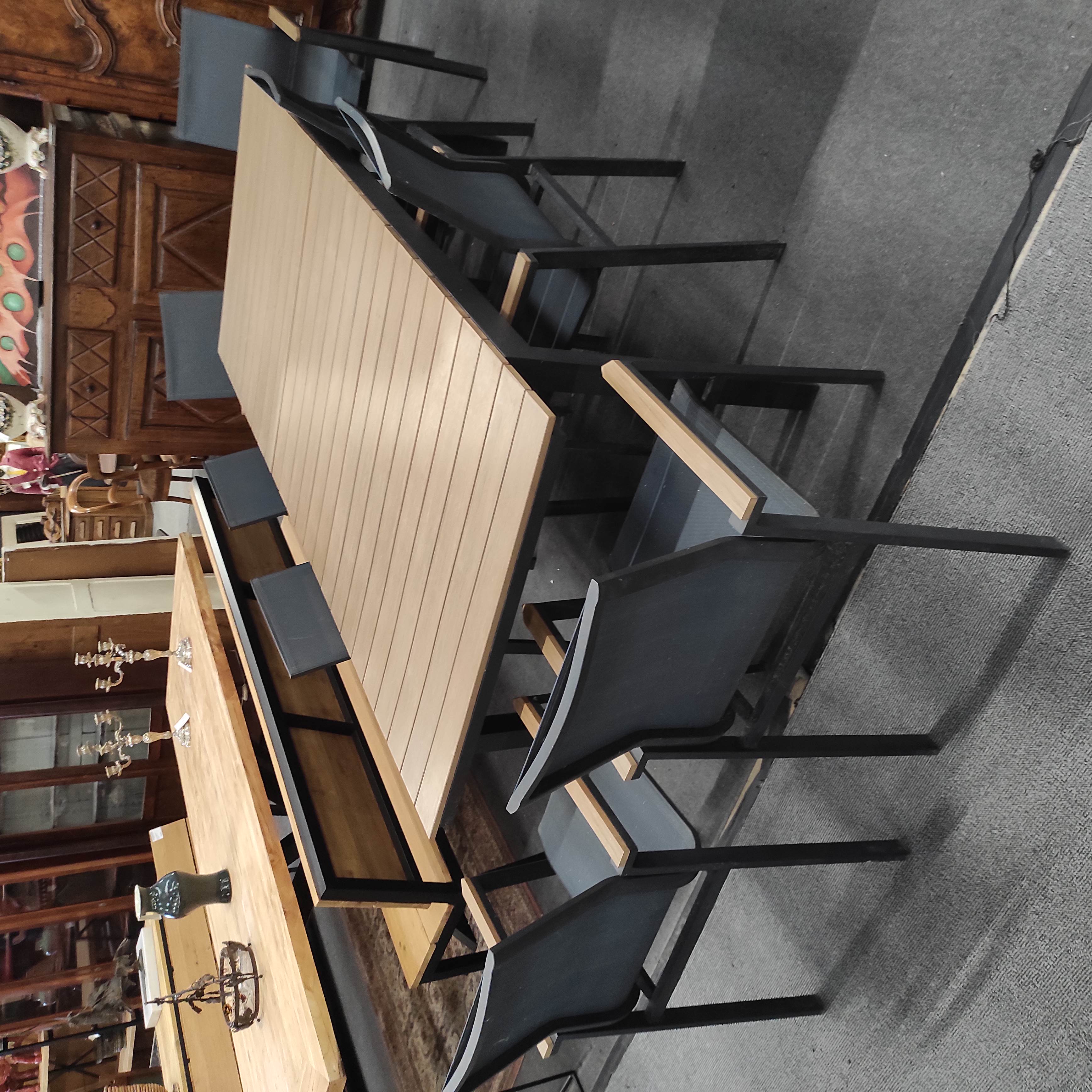 TABLE DE JARDIN EXTENSIBLE 180/240/76/100 CM + 8 FAUTEUILS 58/89/60 CM 