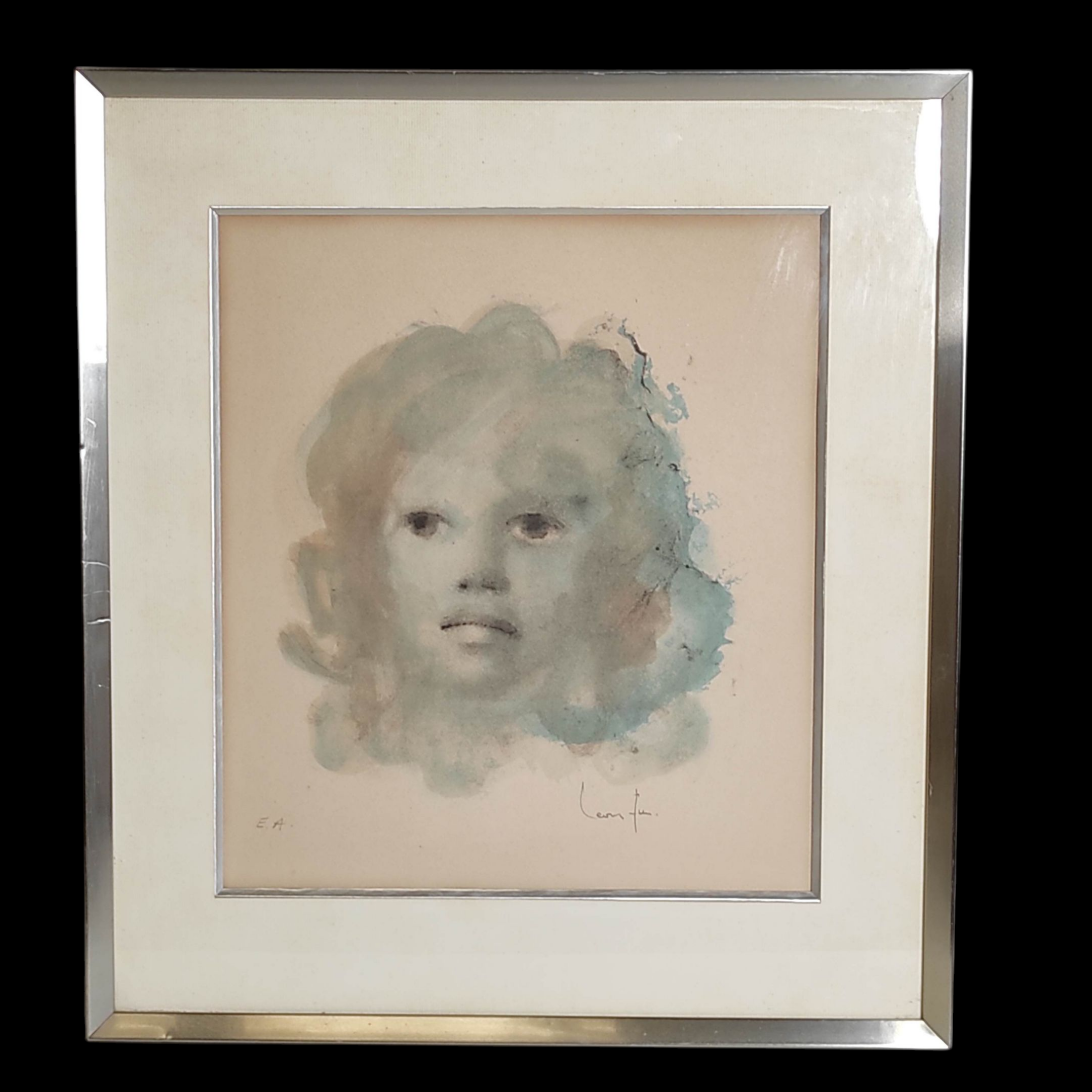 LEONOR FINI EPREUVE D ARTISTE LE VISAGE BLEU 59 x 53 CM