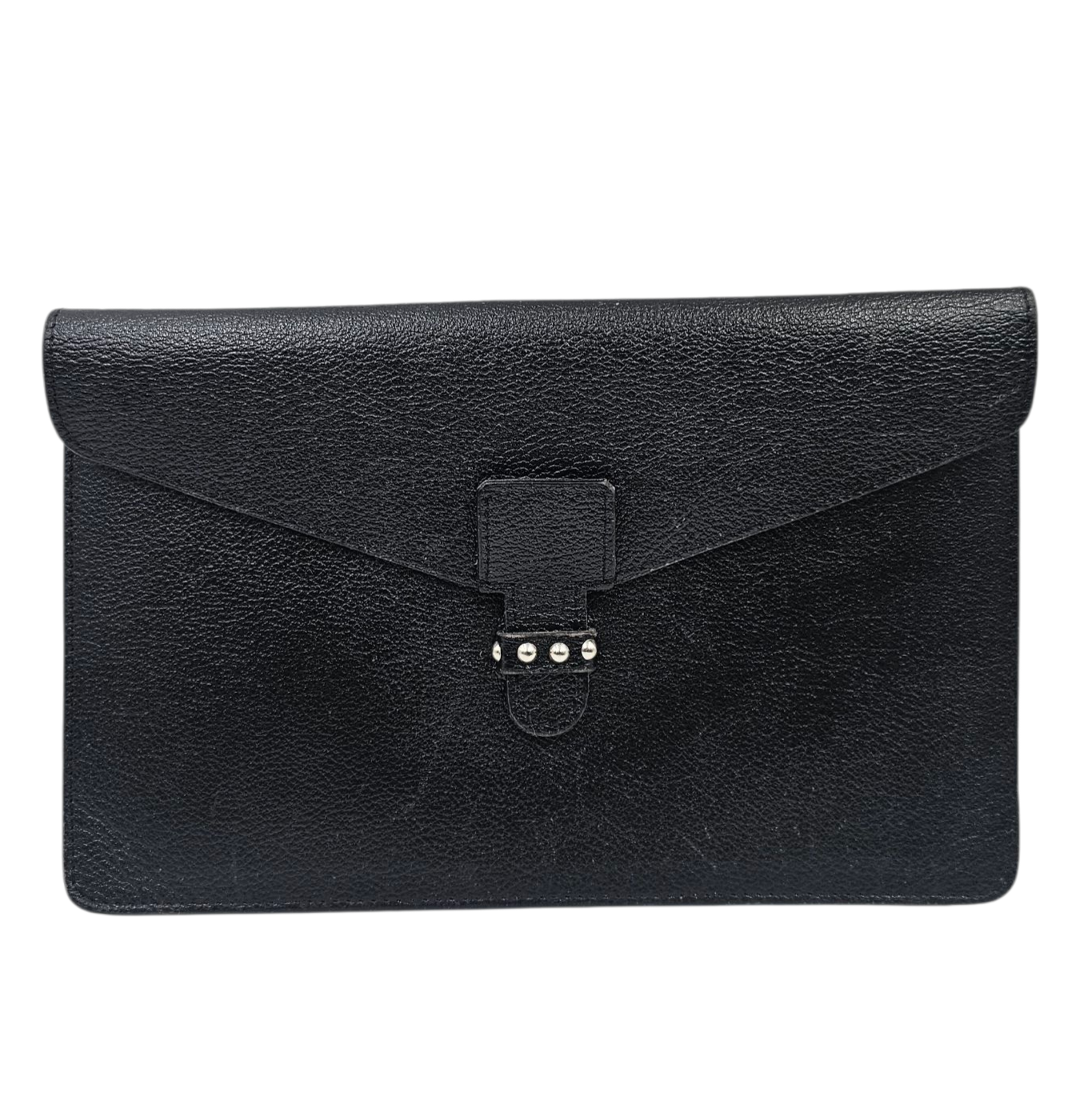 LAFFARGUE LES CLOUS POCHETTE OPERA EN CUIR GRAINE NOIR 25 x 15 CM