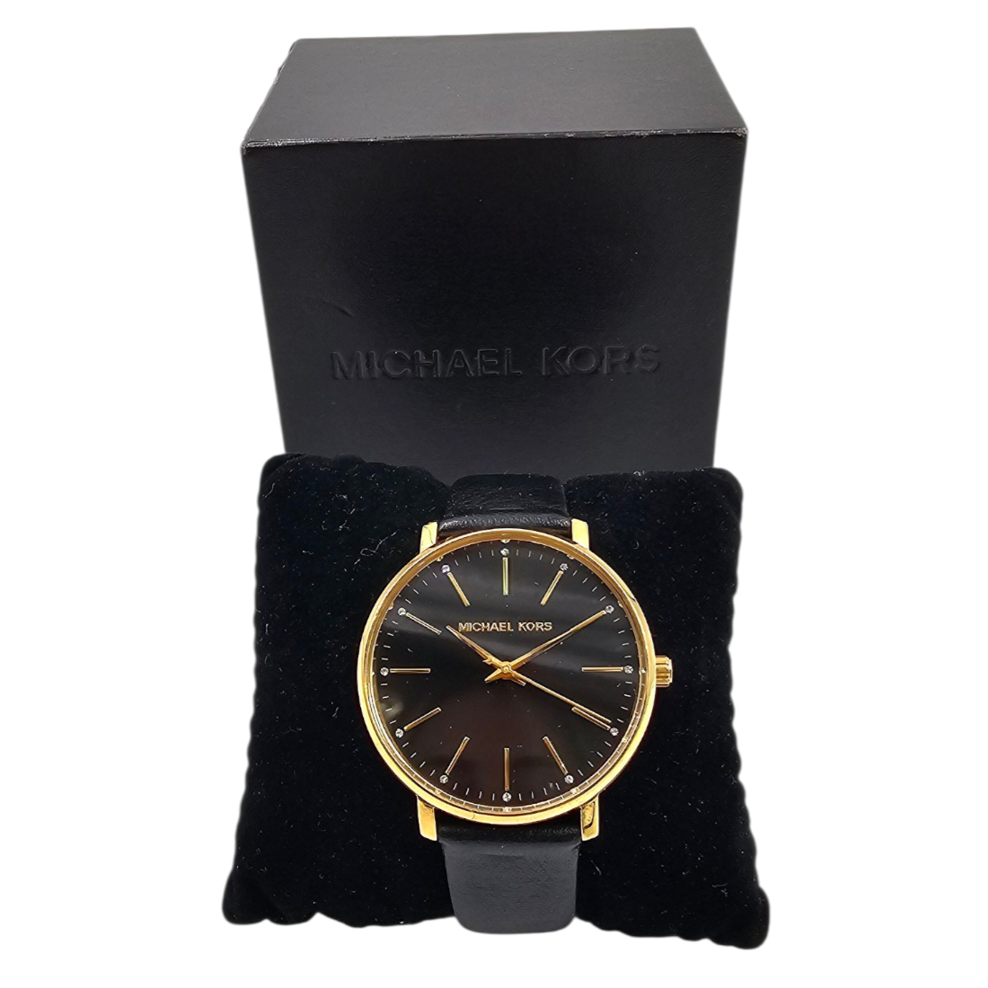 MICHAEL KORS PYPER MONTRE 112004 BRACELET EN CUIR NOIR + BOITE