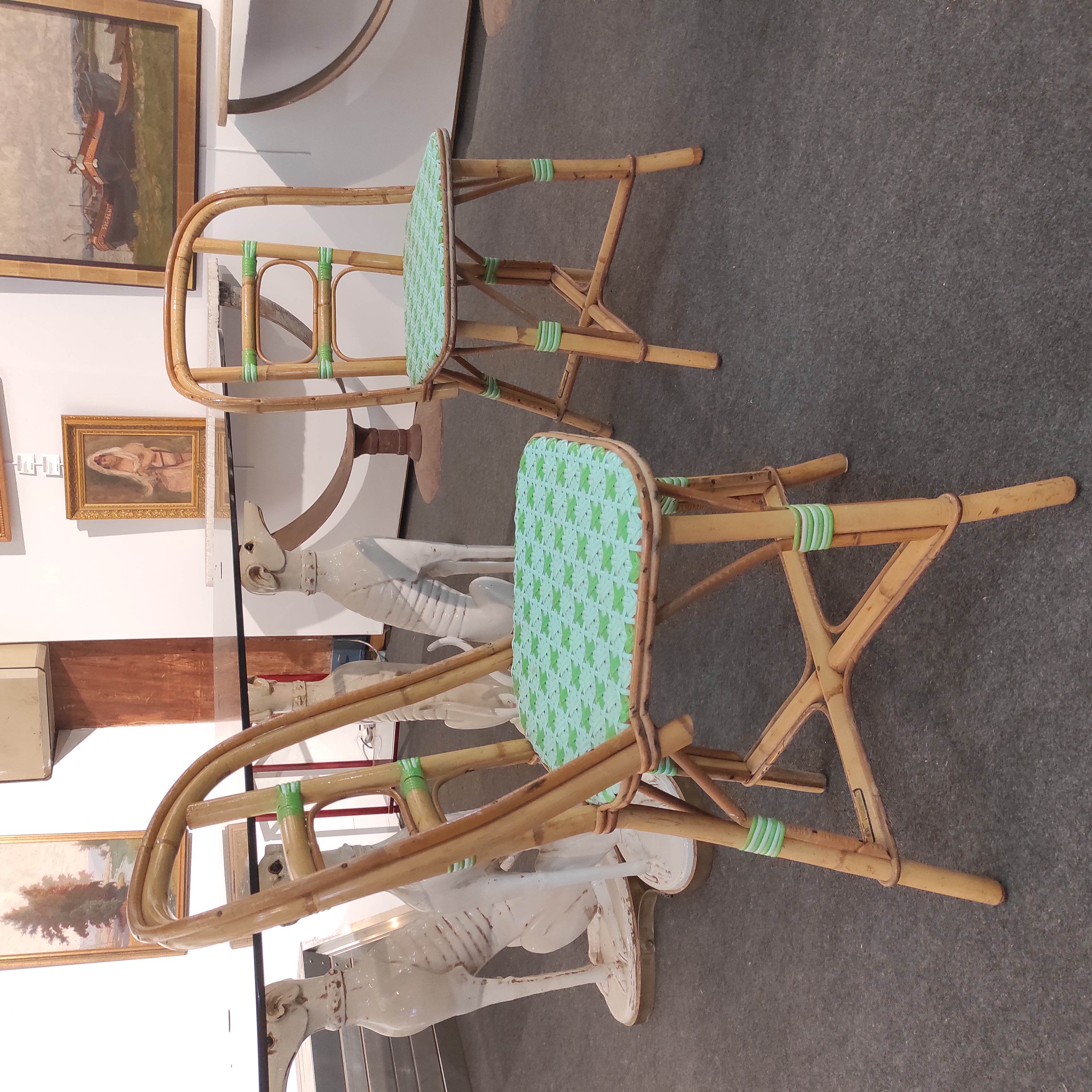 MAISON DRUCKER PAIRE DE CHAISES BISTROT VERTES ET BLANCHES 85 x 45 x 40 CM