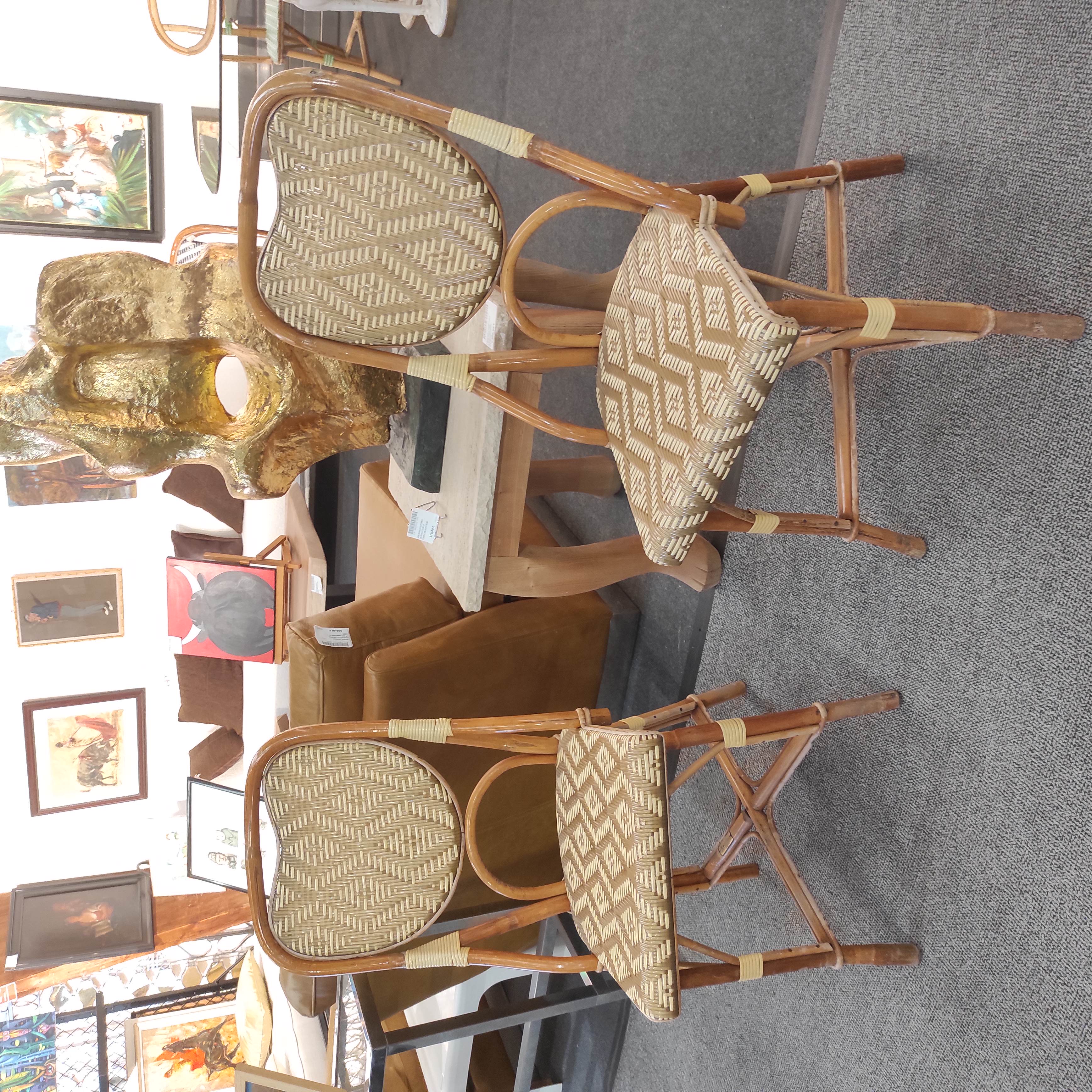 MAISON DRUCKER PAIRE DE CHAISES BISTROT DOREES ET BLANCHES 93 x 50 x 42 CM