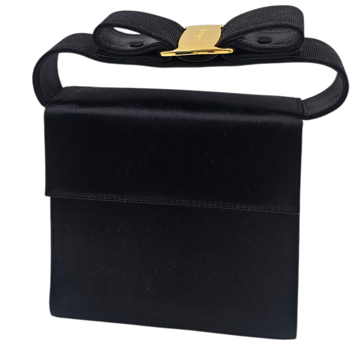 SALVATORE FERRAGAMO MINI SAC VARA (BC213104) SATIN NOIR BANDOULIERE CIRCA 90-00