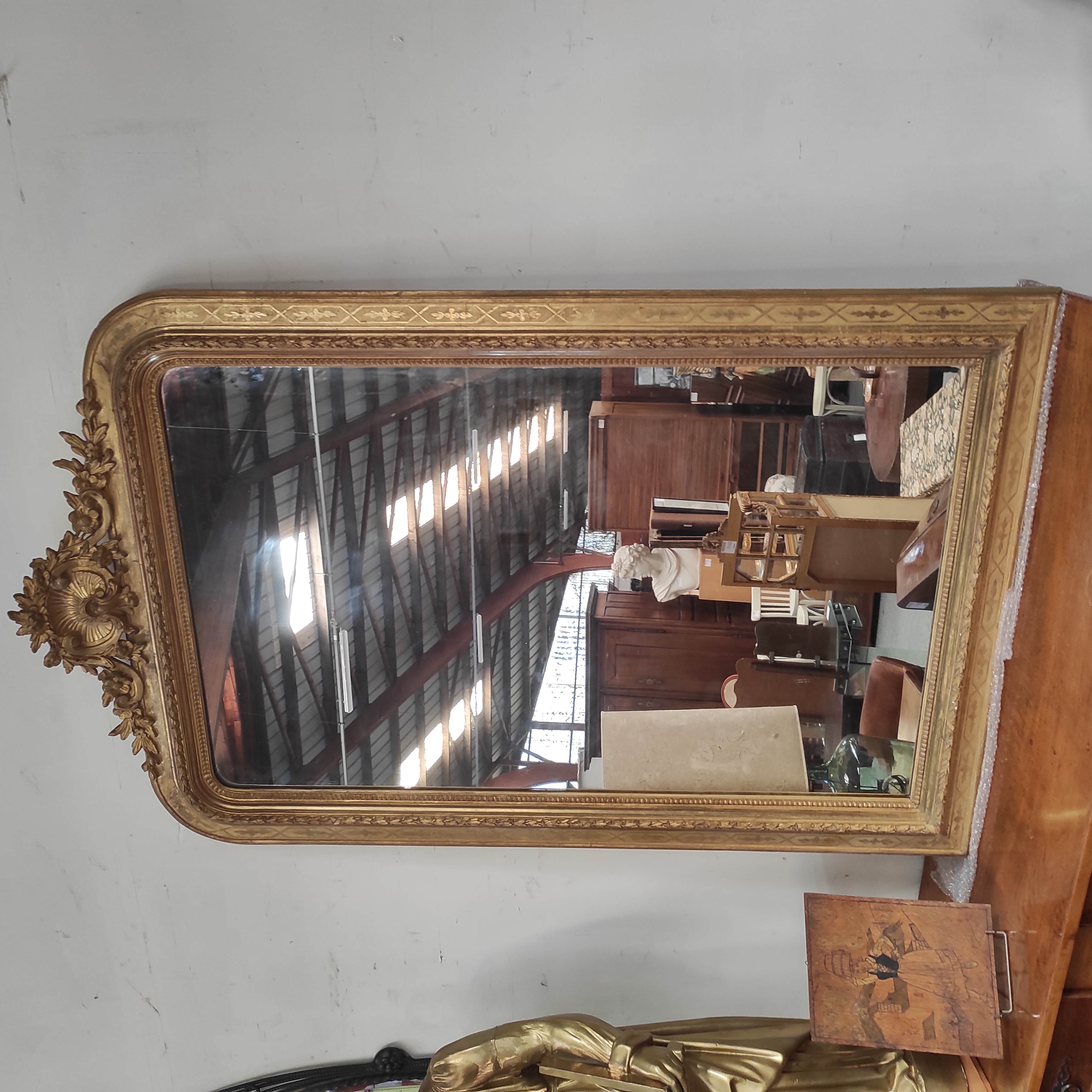 MIROIR DORE A LA FEUILLE DECOR COQUILLE 95/155 CM 