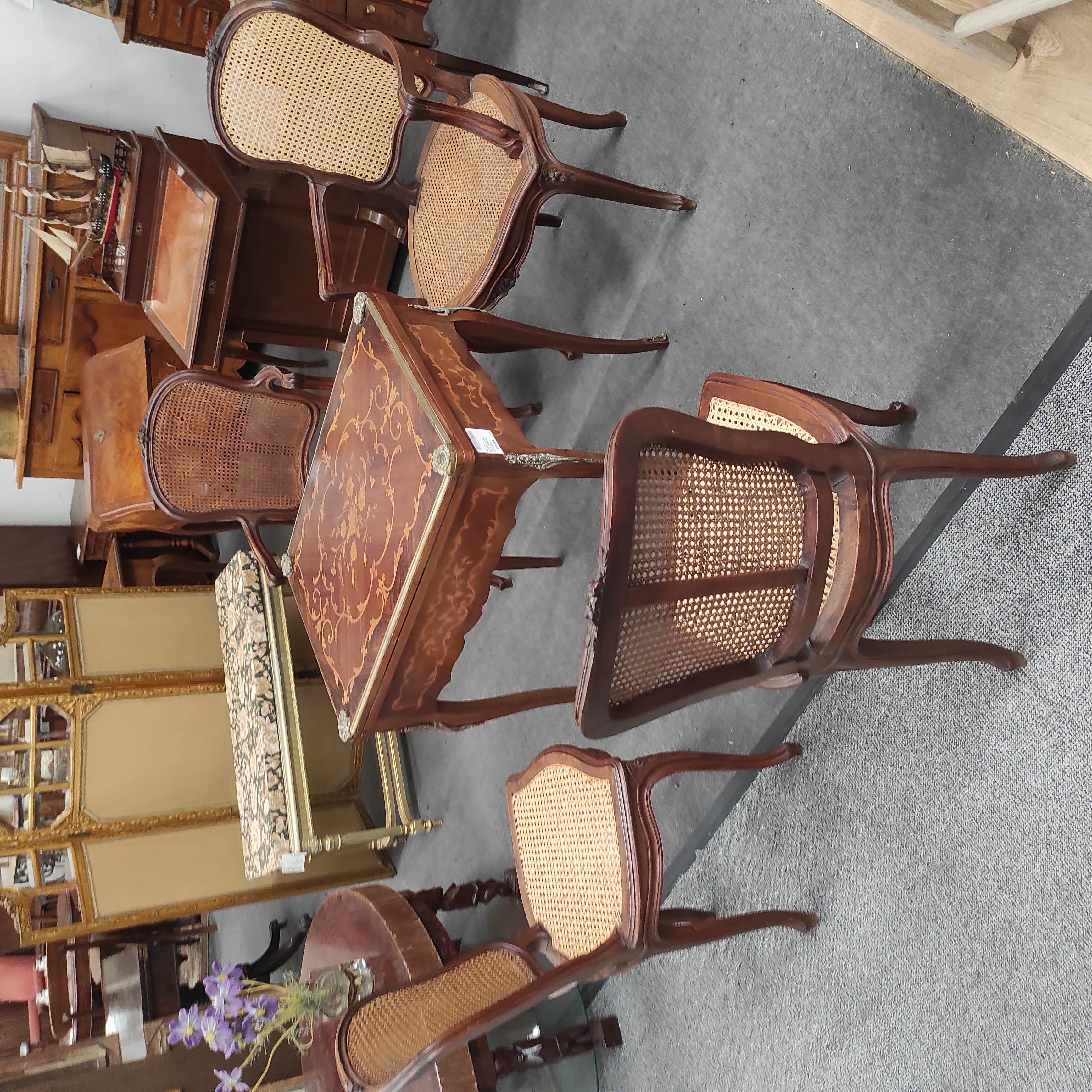 ENSEMBLE DE 4 PIECES 2 CHAISES 2 FAUTEUILS STYLE LOUIS XV CANNE