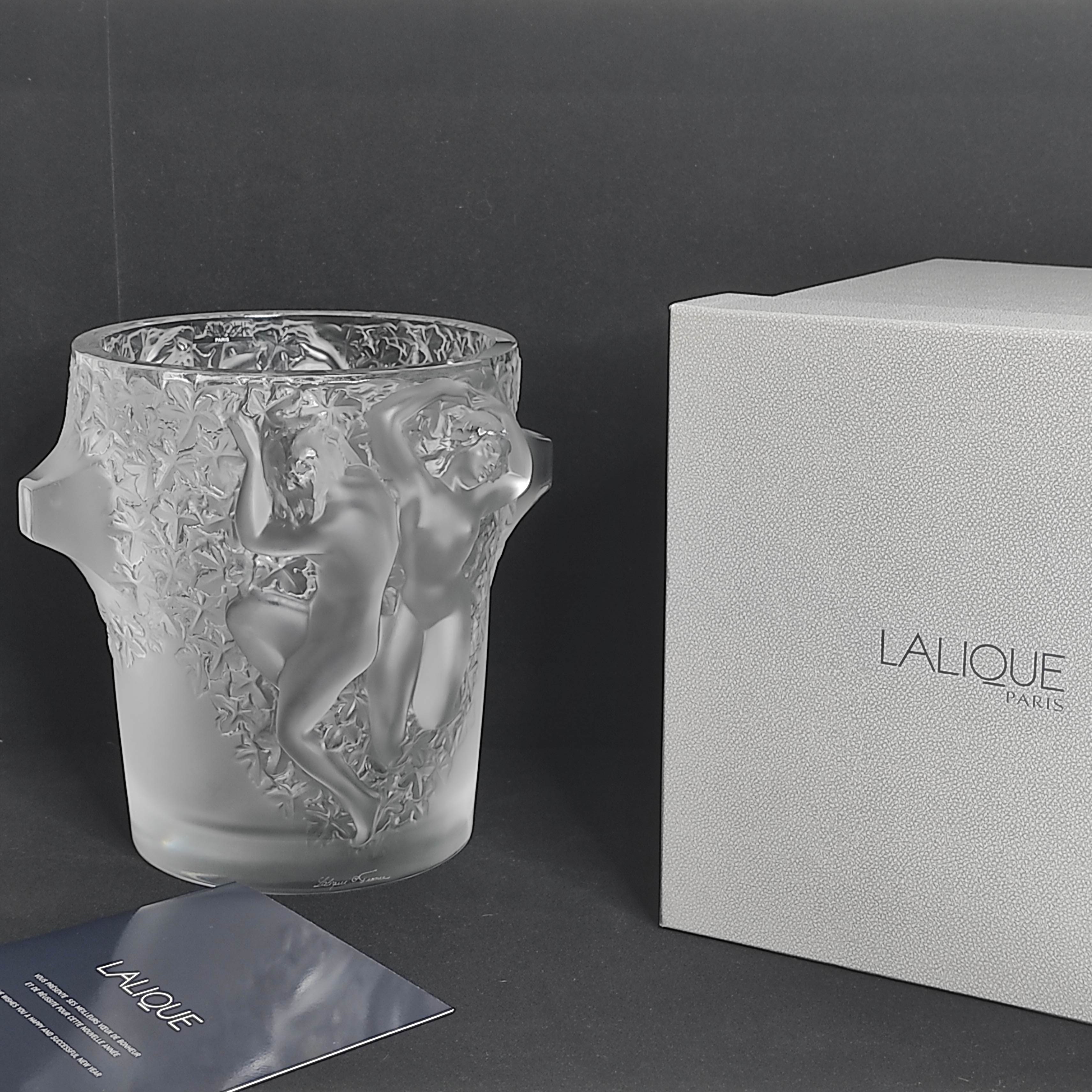 LALIQUE VASE GANYMEDE EN CRISTAL H 23 CM DIAM19.5 CM + BOITE 
