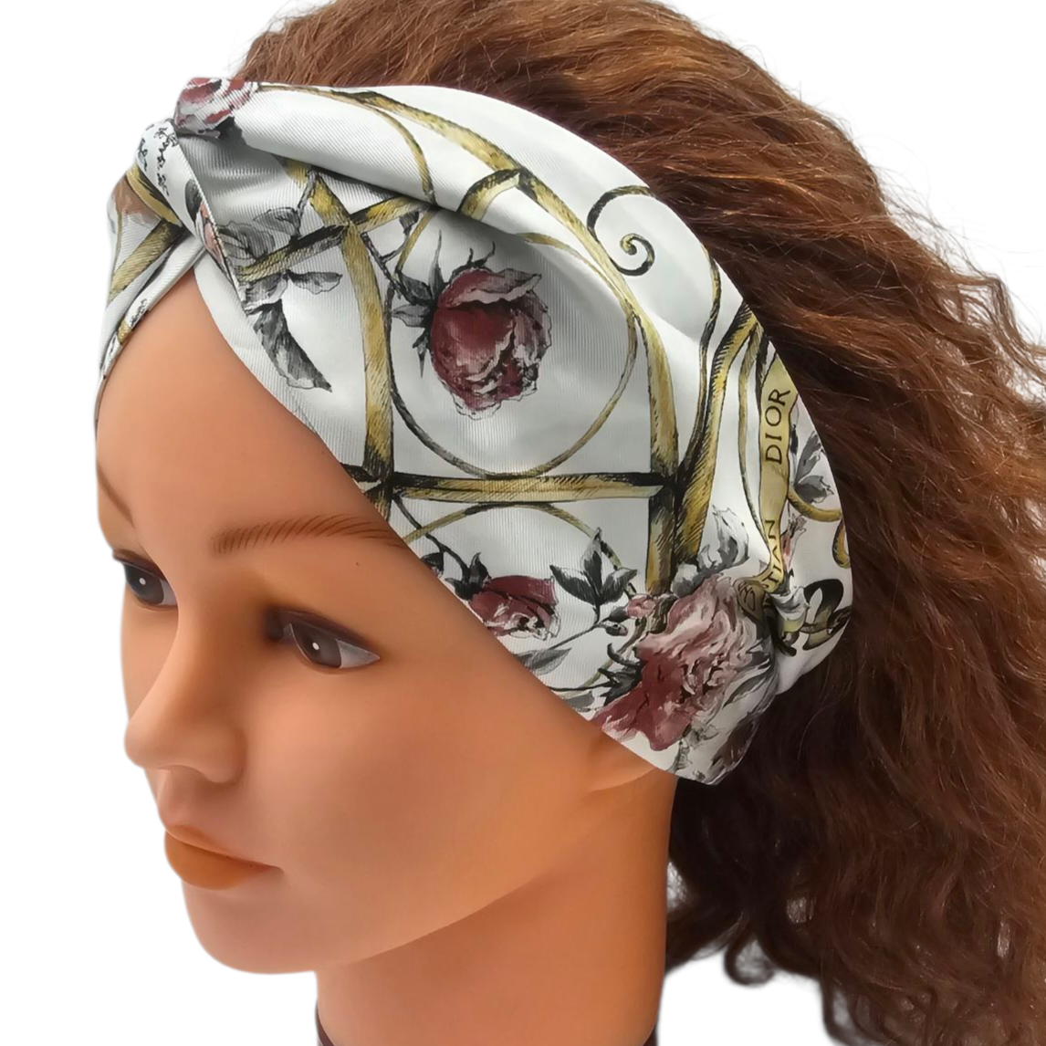 DIOR BANDEAU DE TETE DECOR FLORAL 100% SOIE