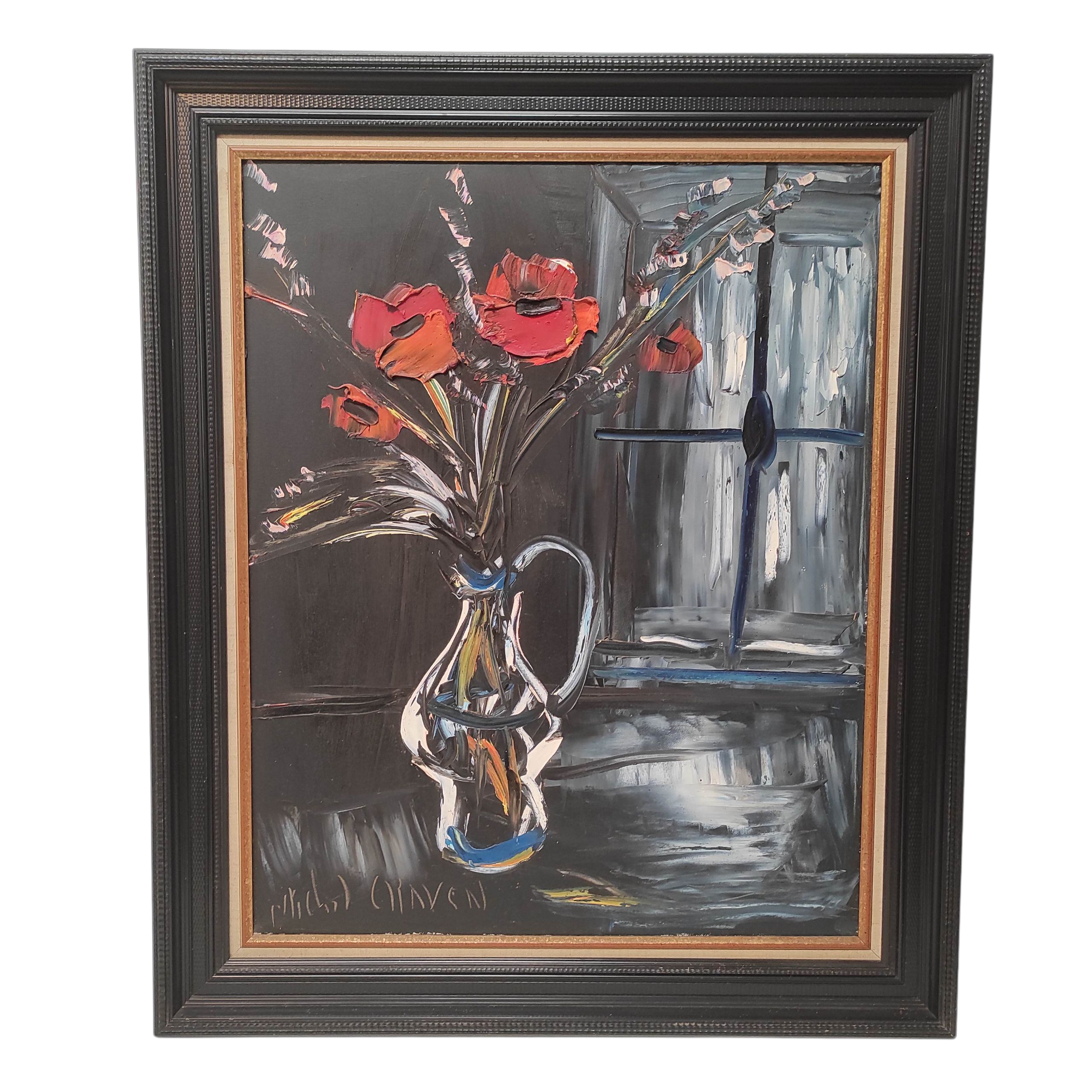 MICHEL CRAVEN HST BOUQUET DE FLEURS 81 x 65 CM HC