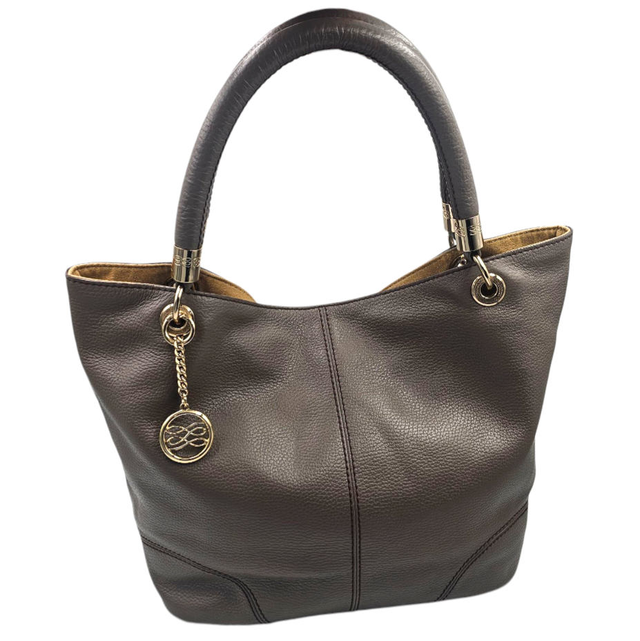 LANCEL SAC FRENCH FLAIR EN CUIR ETOUPE BIJOUTERIE DOREE