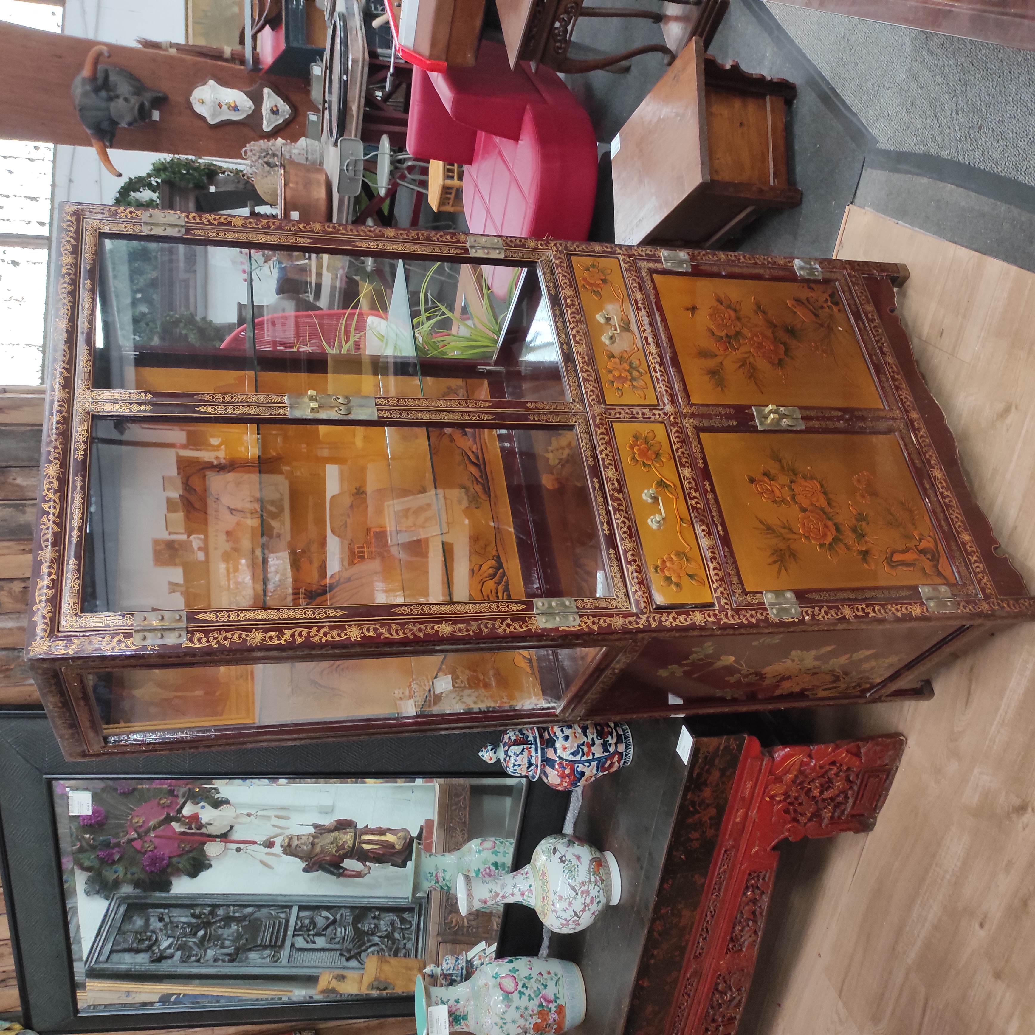 VITRINE CHINOISE 4 PORTES + 2 TIROIRS 89/178/46 CM 