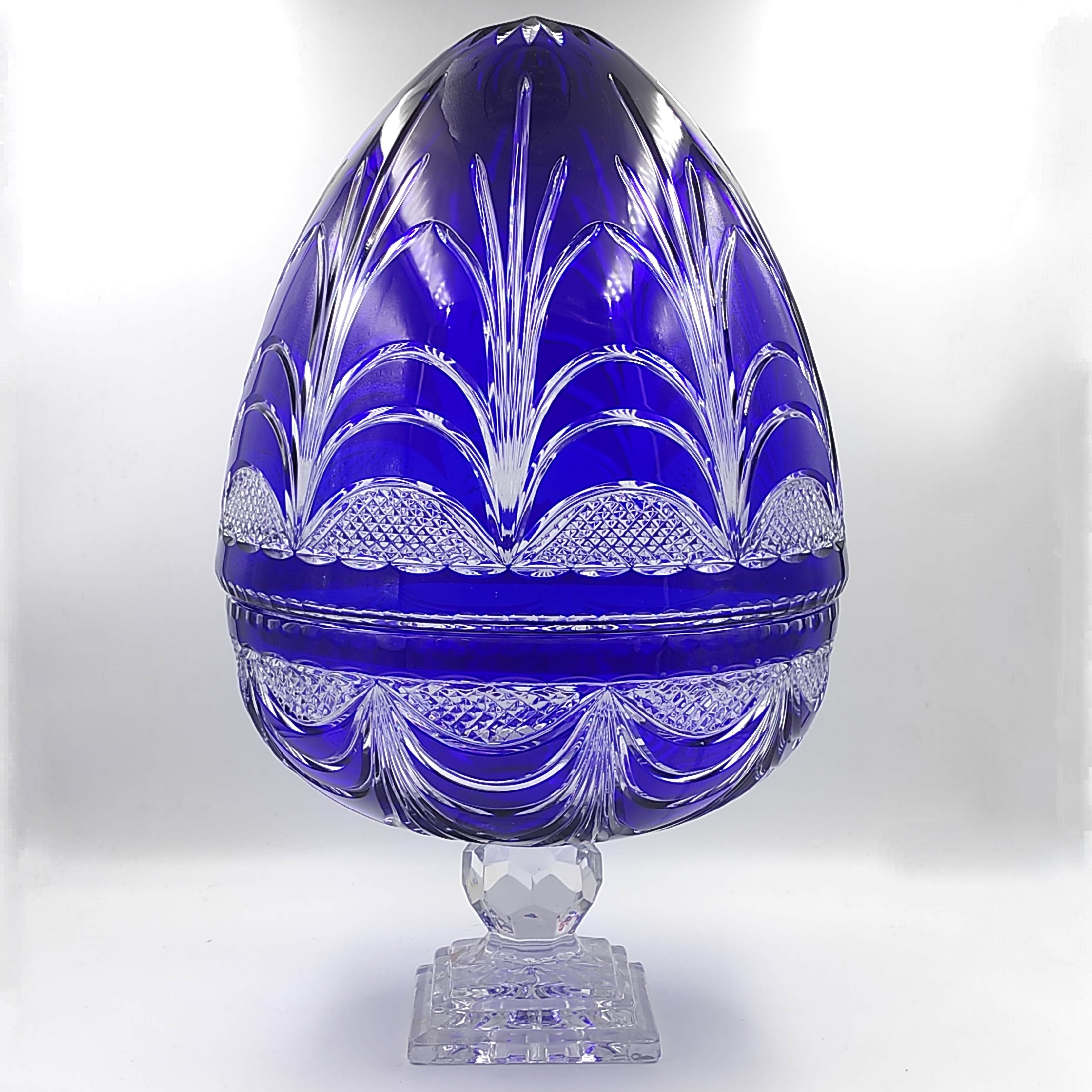 OEUF A CHAMPAGNE EN CRISTAL BLEU + BOITE