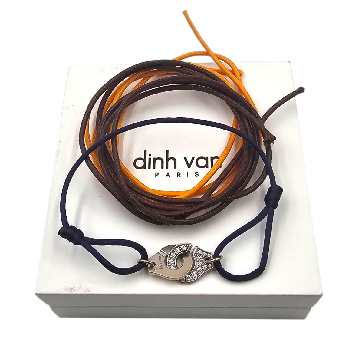 DINH VAN BRACELET MENOTTES R12 OR (750) SEMI PAVE DIAMANTS 3 CORDONS PB 4.61 GR