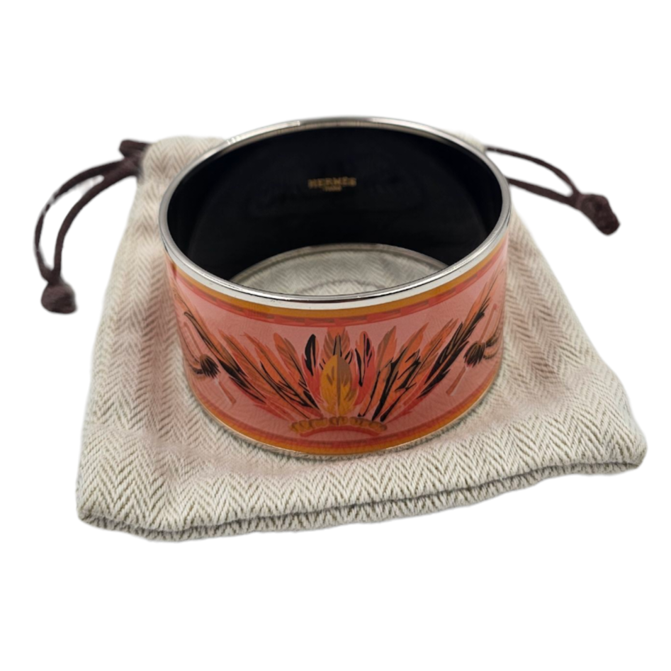 HERMES BRAZIL BRACELET LARGE EMAILLE DE LAURENCE TOUTSY ET PALLADIUM ARGENTE