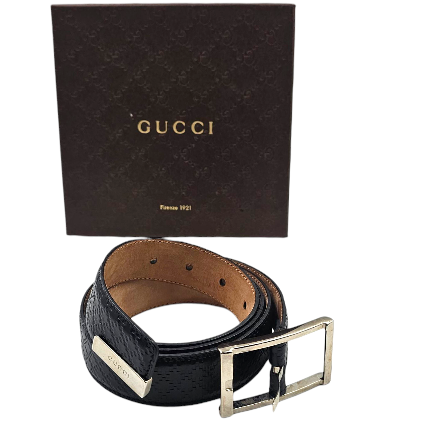 GUCCI CEINTURE CUIR NOIR BOUCLE METAL (268239-1766-105-742) + BOITE