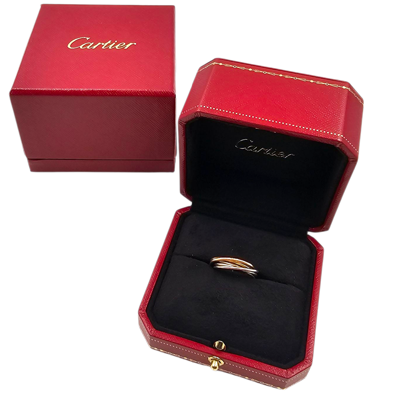 CARTIER BAGUE TRINITY 5 ANNEAUX 3 ORS (750) (1B8257) T.52 + CERTIFICAT + ECRIN  