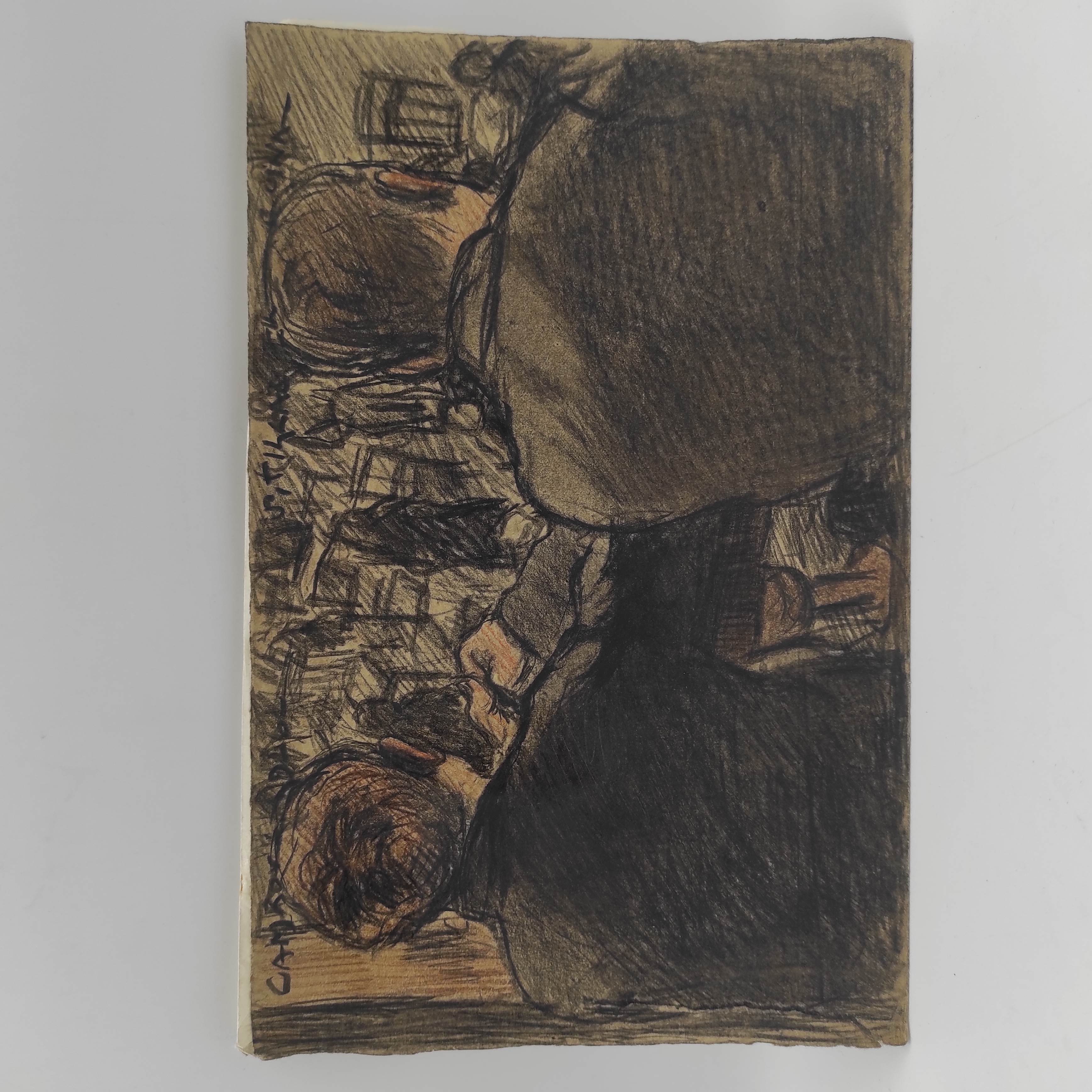 PABLO TILLAC DESSIN LES HOMMES AU BALCON 25 x 16.5 CM