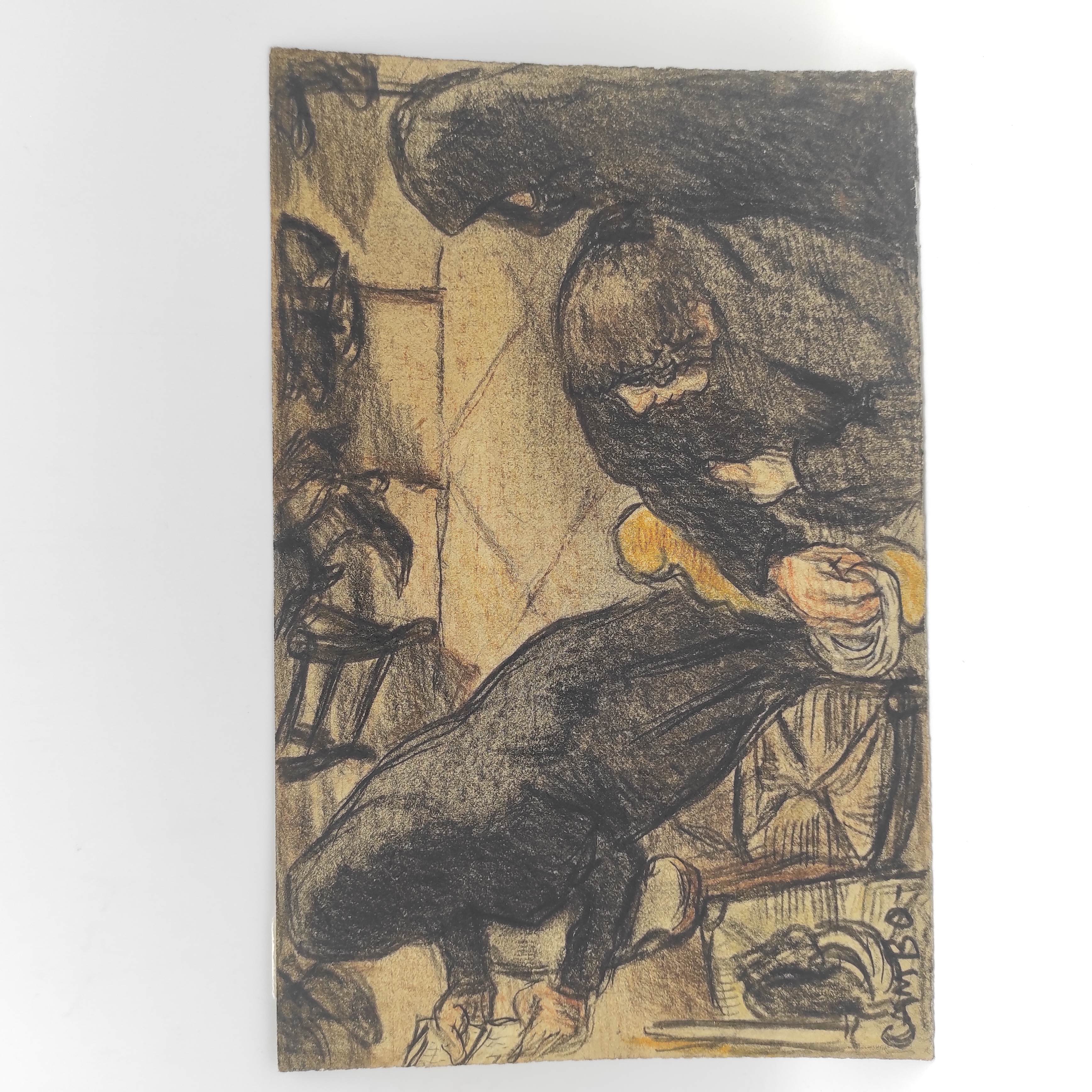 PABLO TILLAC DESSIN LES VEUVES SUR LES PRIE DIEUX 25 x 16.5 CM