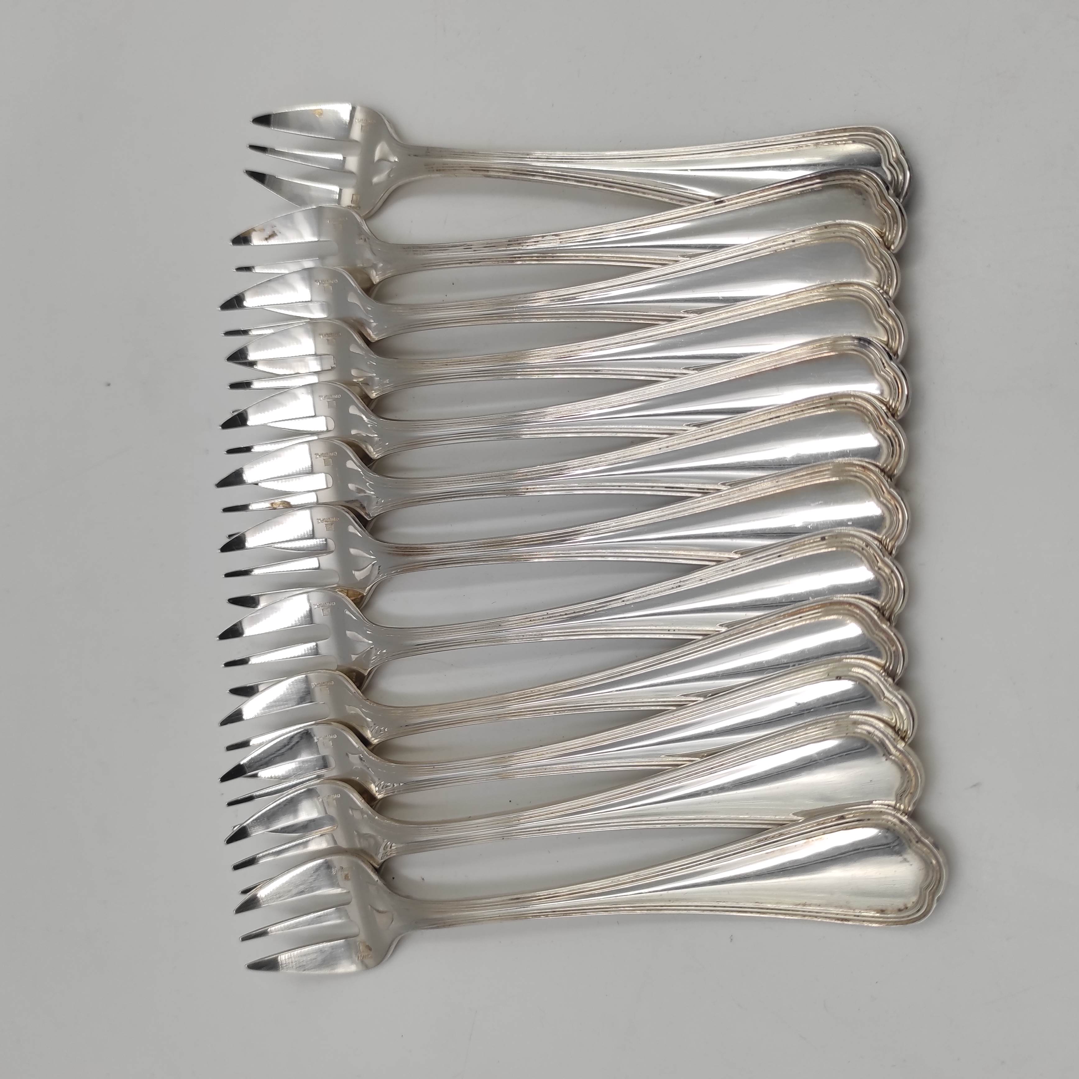 CHRISTOFLE SPATOUR 12 FOURCHETTES A HUITRE EN METAL ARGENTE