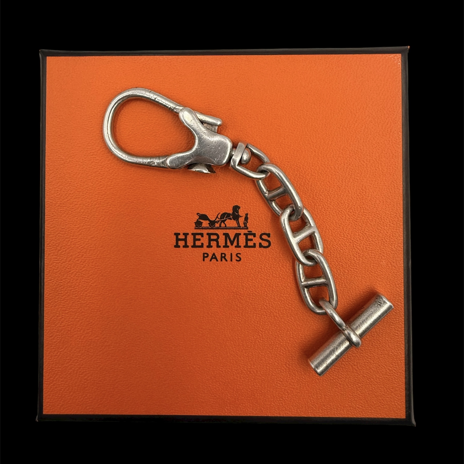 HERMES PORTE-CLES CHAINE D ANCRE EN ARGENT (CRABE) 24.05 GR VINTAGE