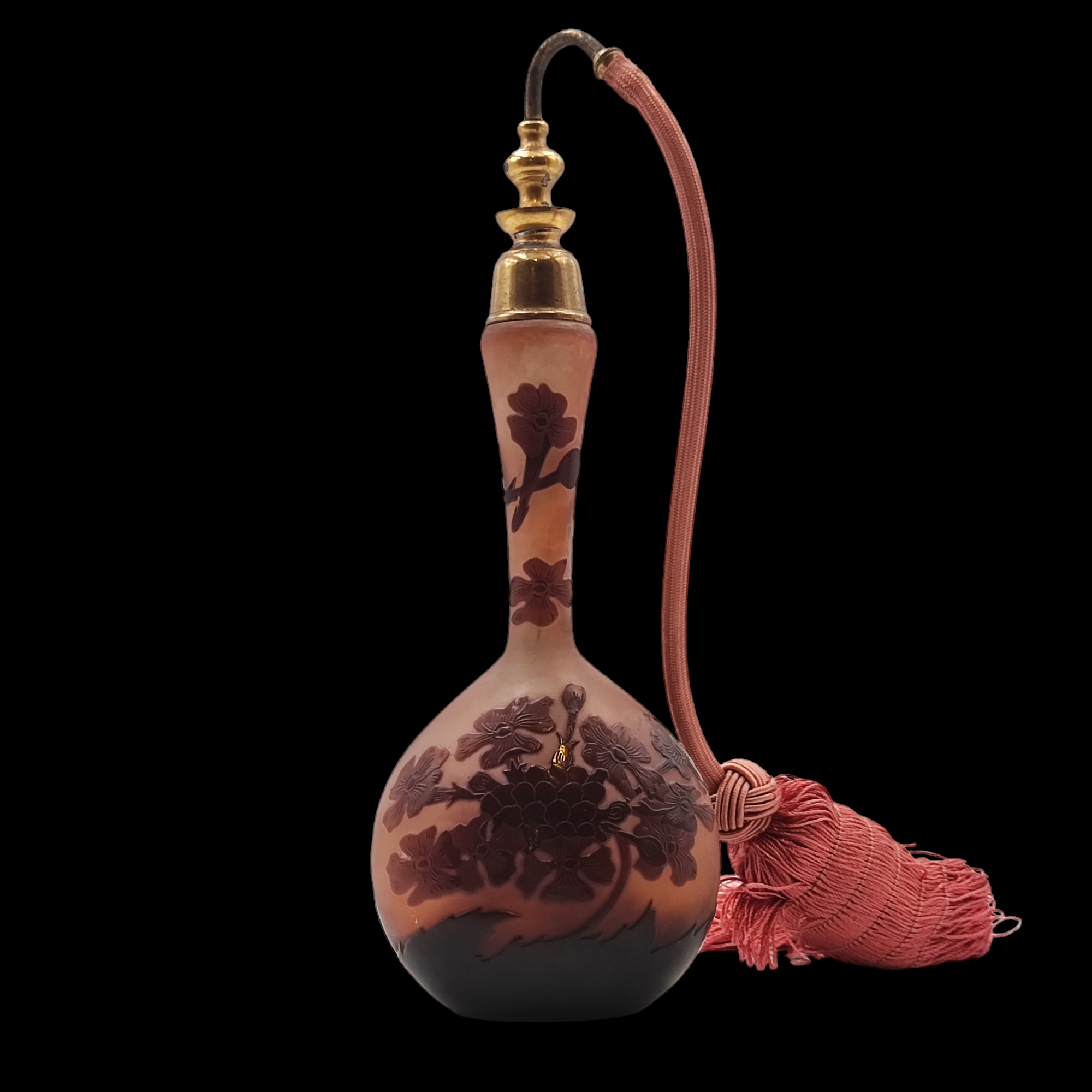 GALLE VAPORISATEUR A PARFUM EN PATE DE VERRE A DECOR FLORAL 24 X 8 X 5 CM