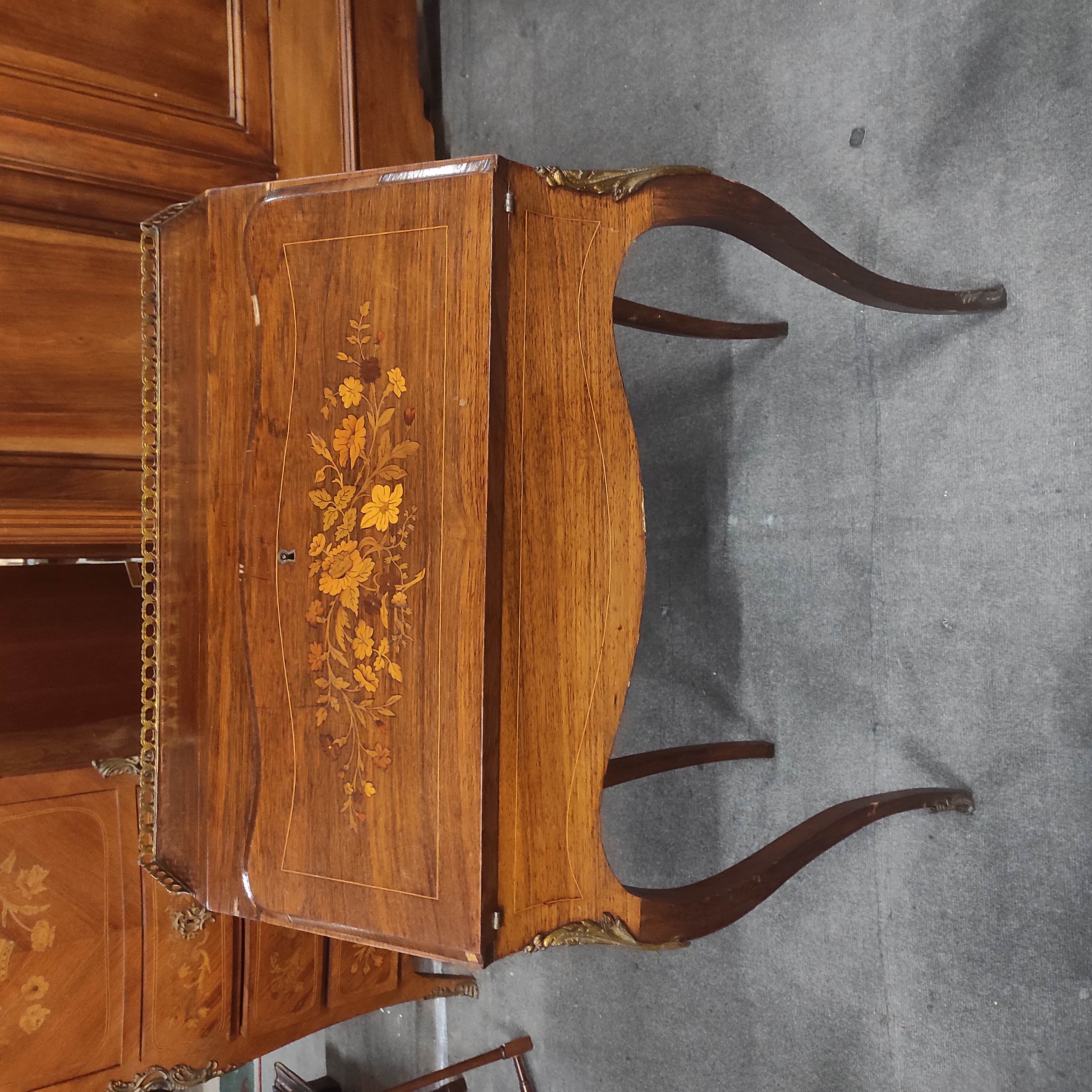 SECRETAIRE A ABATTANT MARQUETE NAPOLEON III 93 x 70 x 44 CM