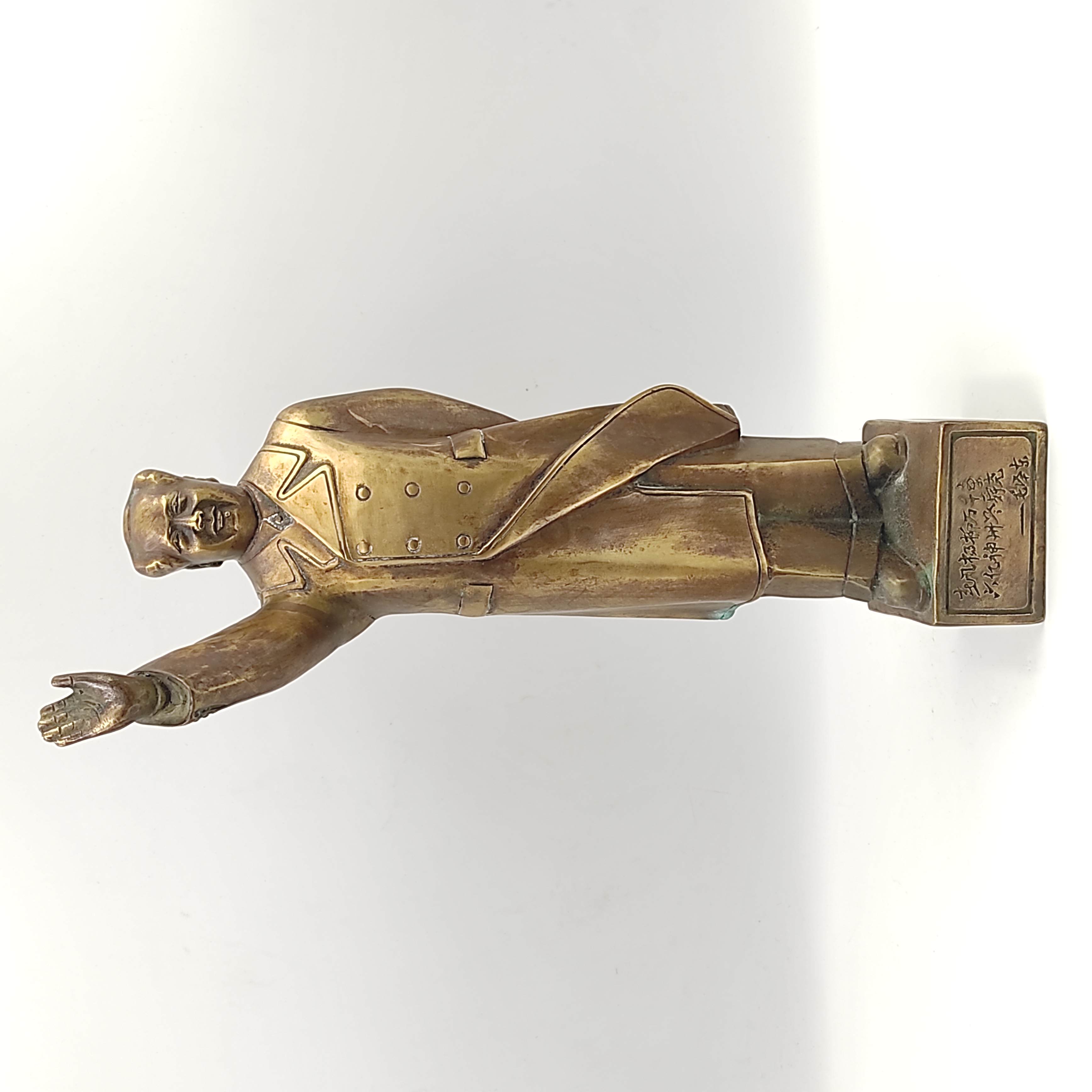 ANCIENNE STATUETTE DE MAO EN BRONZE H 34 CM
