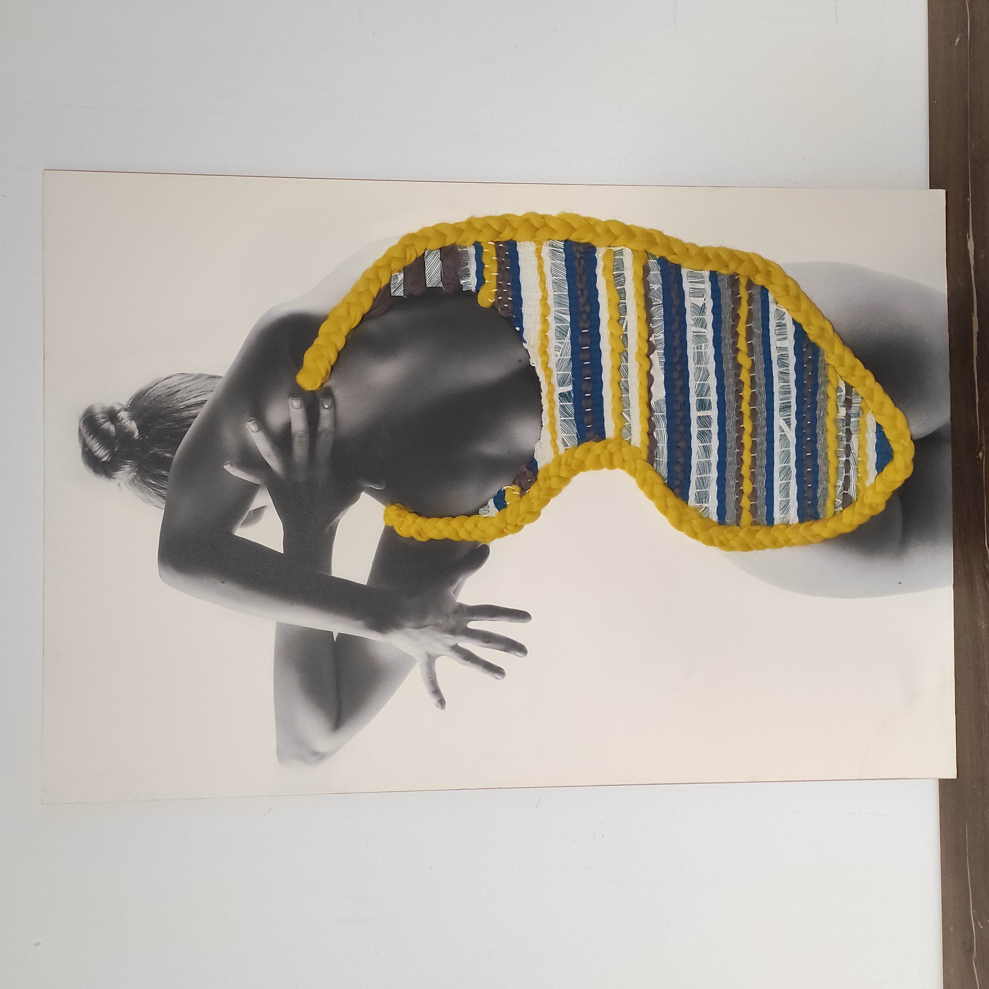 ÂGASTE TISSAGE ARTISANAL COUSU SUR PHOTO  LANGAGE DES MAINS 98 x 65 CM