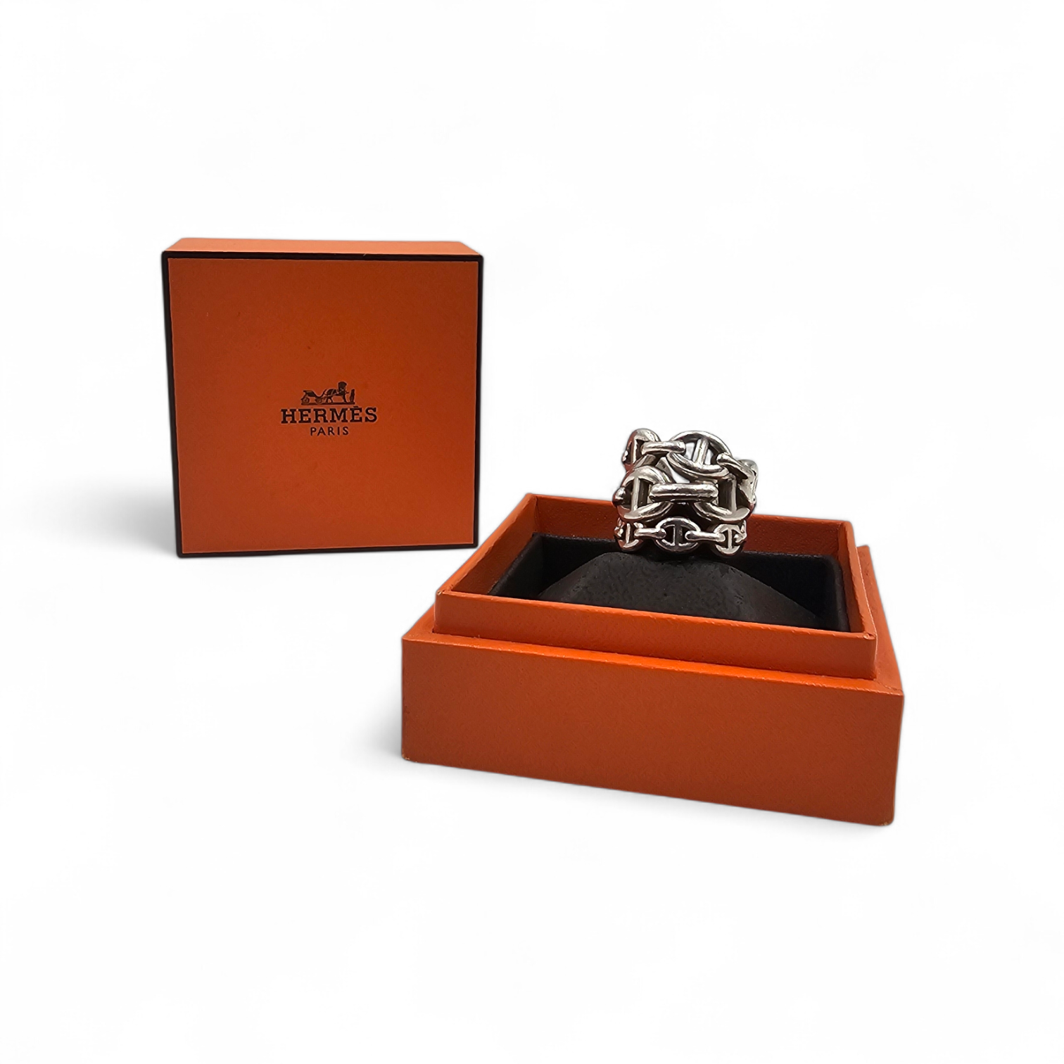 HERMES BAGUE CHAINE D ANCRE ENCHAINEE ARGENT (AG925) (21AG228356) 13.26 GR T.52