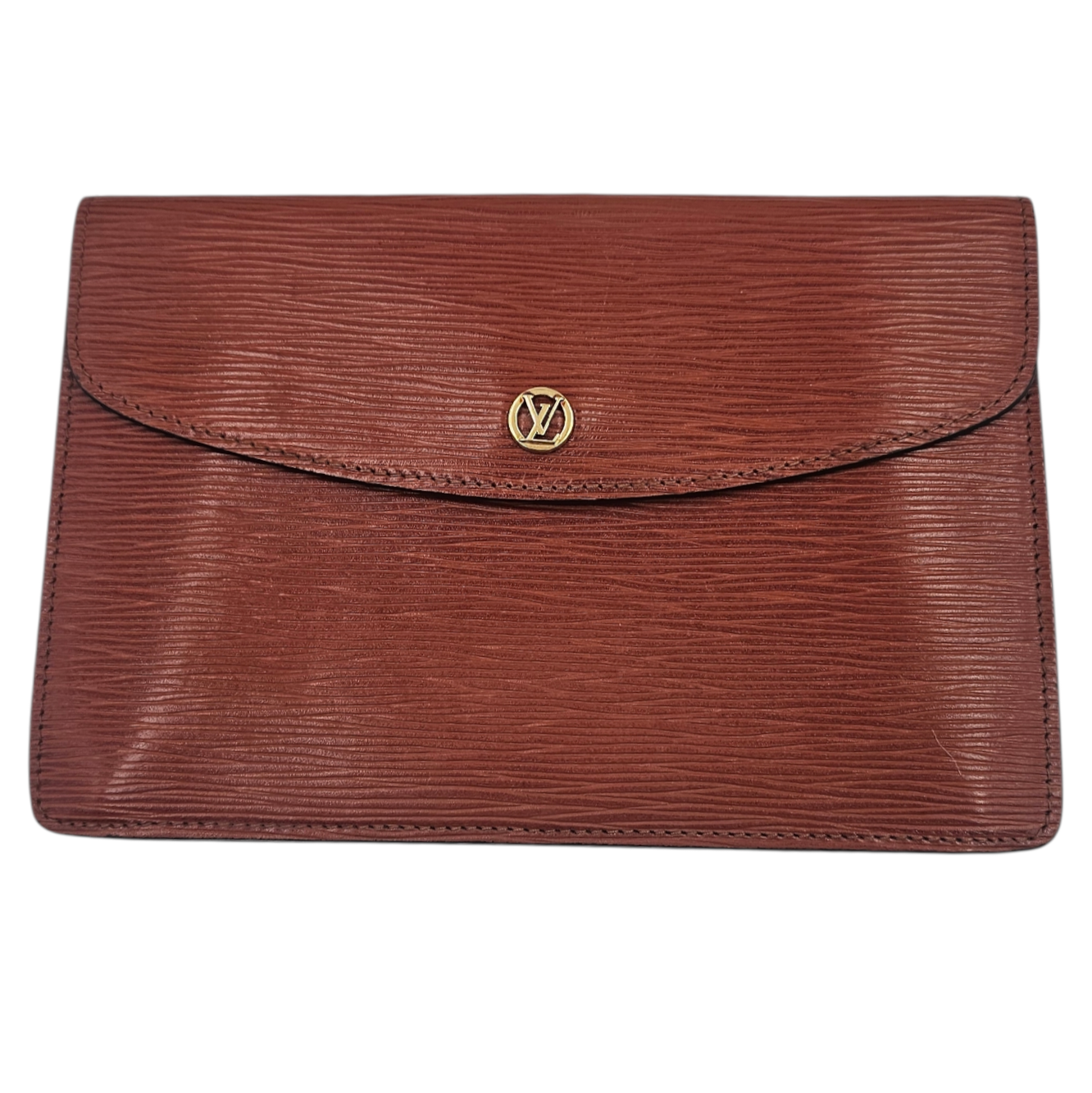 LOUIS VUITTON POCHETTE MONTAIGNE (892VI) CUIR EPI CARAMEL CIRCA 1989