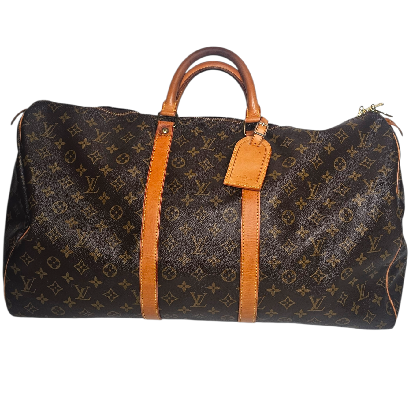 LOUIS VUITTON SAC KEEPALL 55 (VI922) EN TOILE MONOGRAM + PORTE-NOM CIRCA 1992
