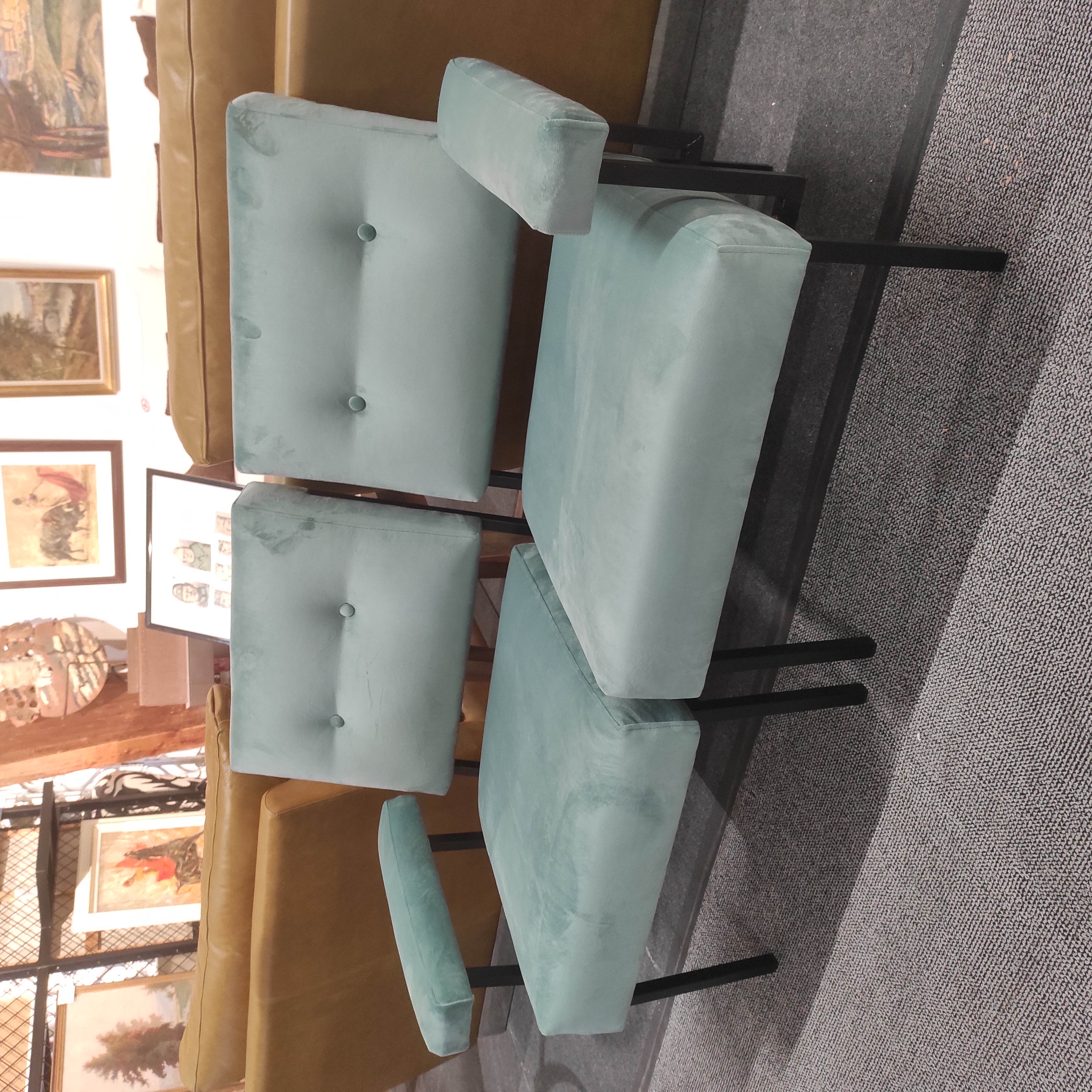 CANAPE 2 PLACES 120/72/60 CM VELOURS CELADON ANNEES 50