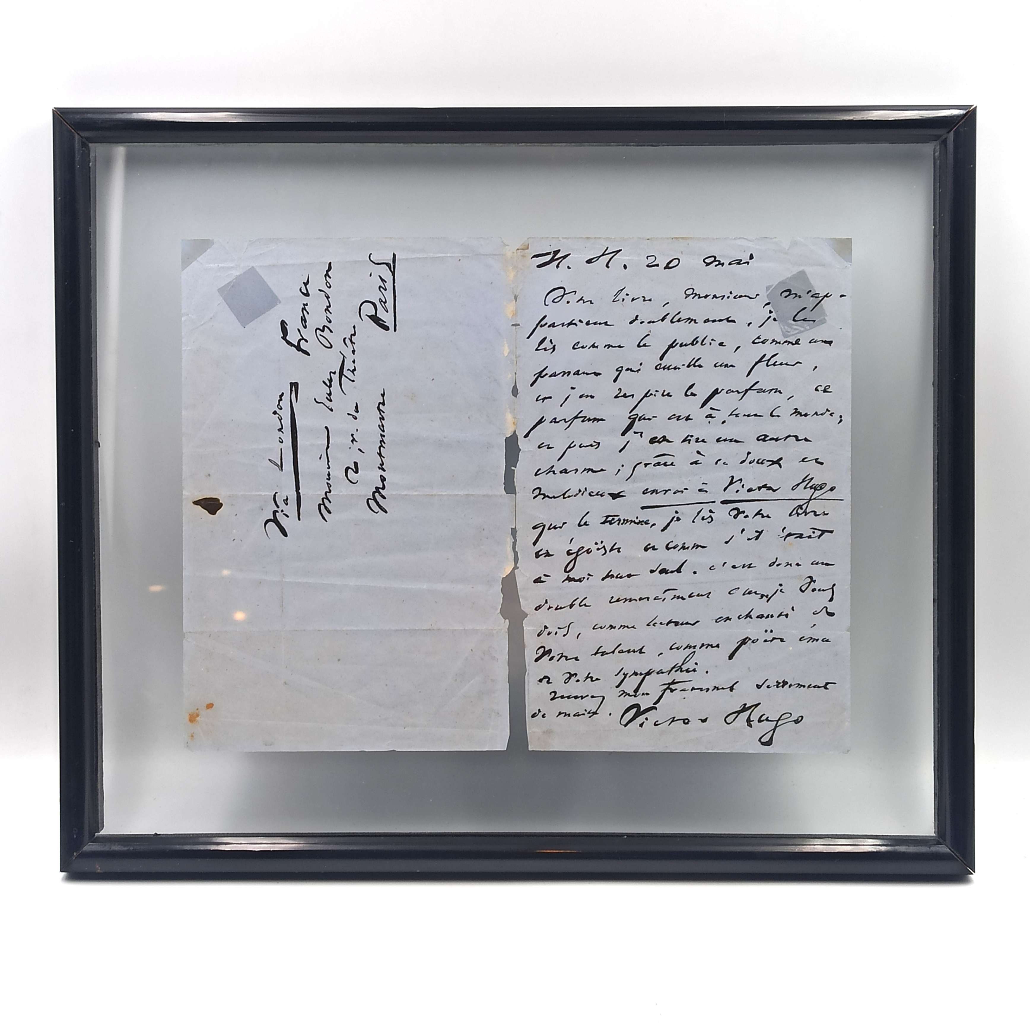 LETTRE DE VICTOR HUGO A JULES BONDON