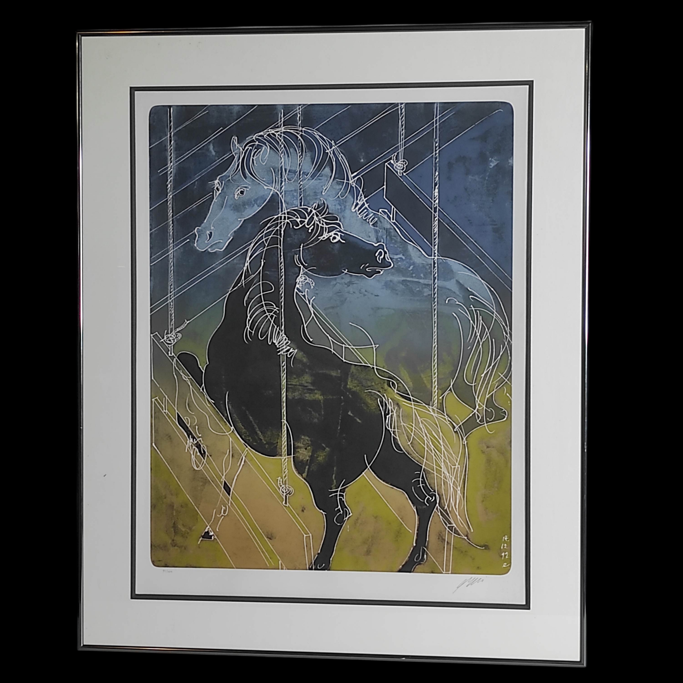 HANS ERNI PFERDE LITHO 86 x 71 CM