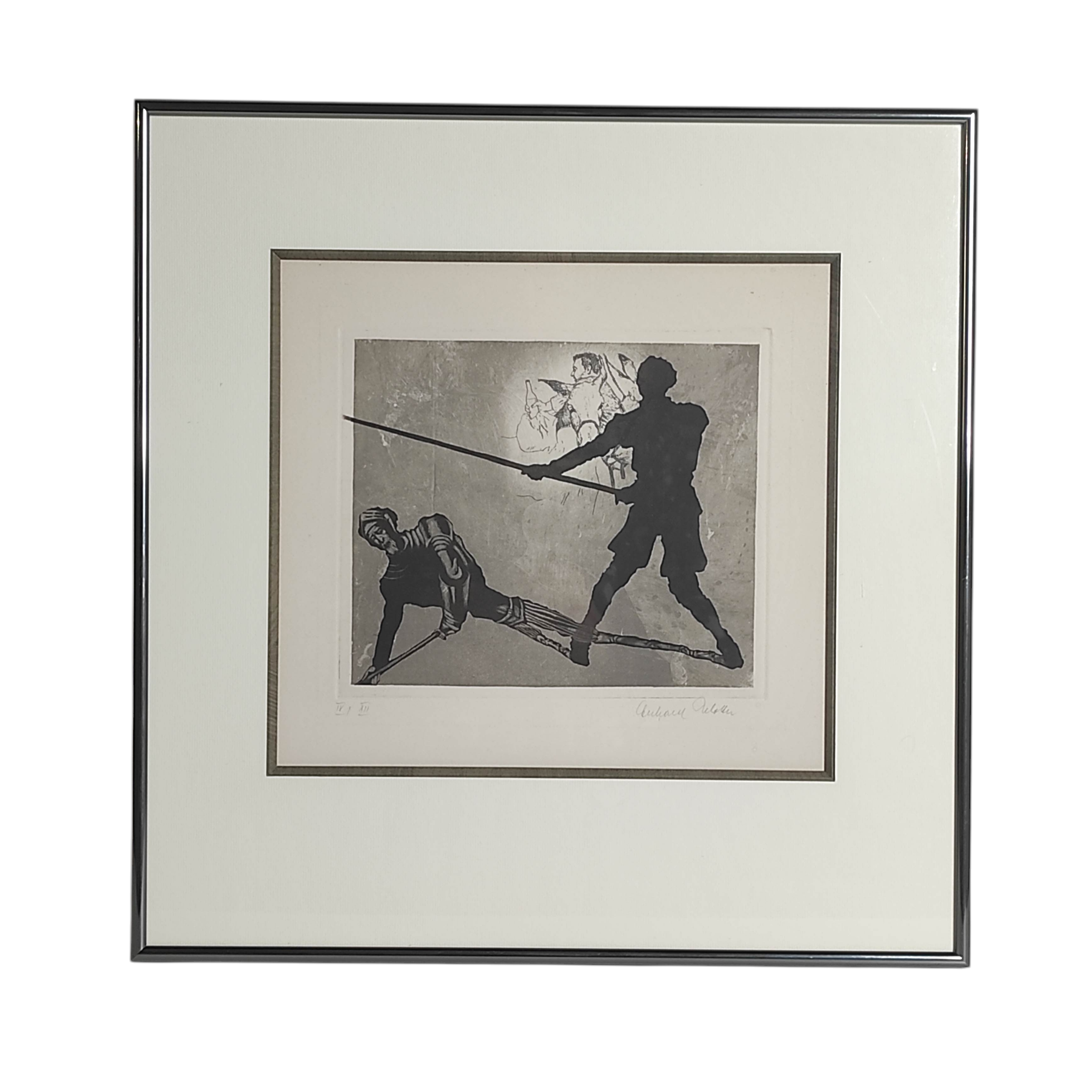 E SCHLOTTER LITHO DON QUIJOTE 48 x 49 CM