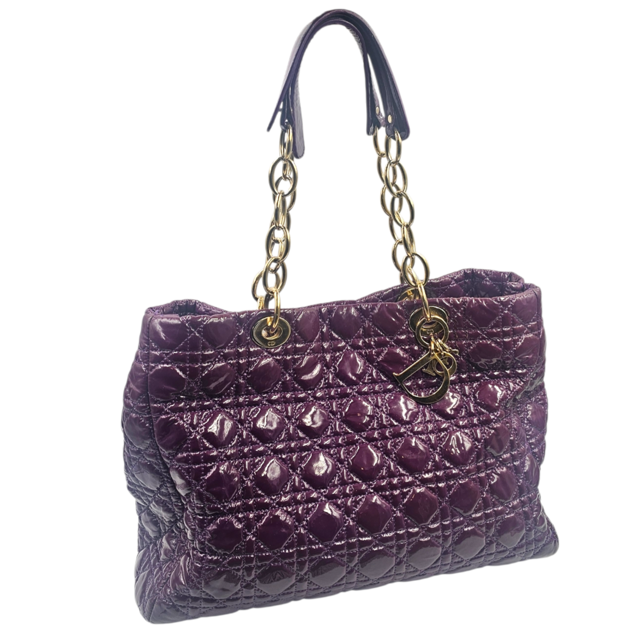 CHRISTIAN DIOR SAC SOFT SHOPPING EN CUIR VERNIS VIOLET (01-80-0142) CIRCA 2012