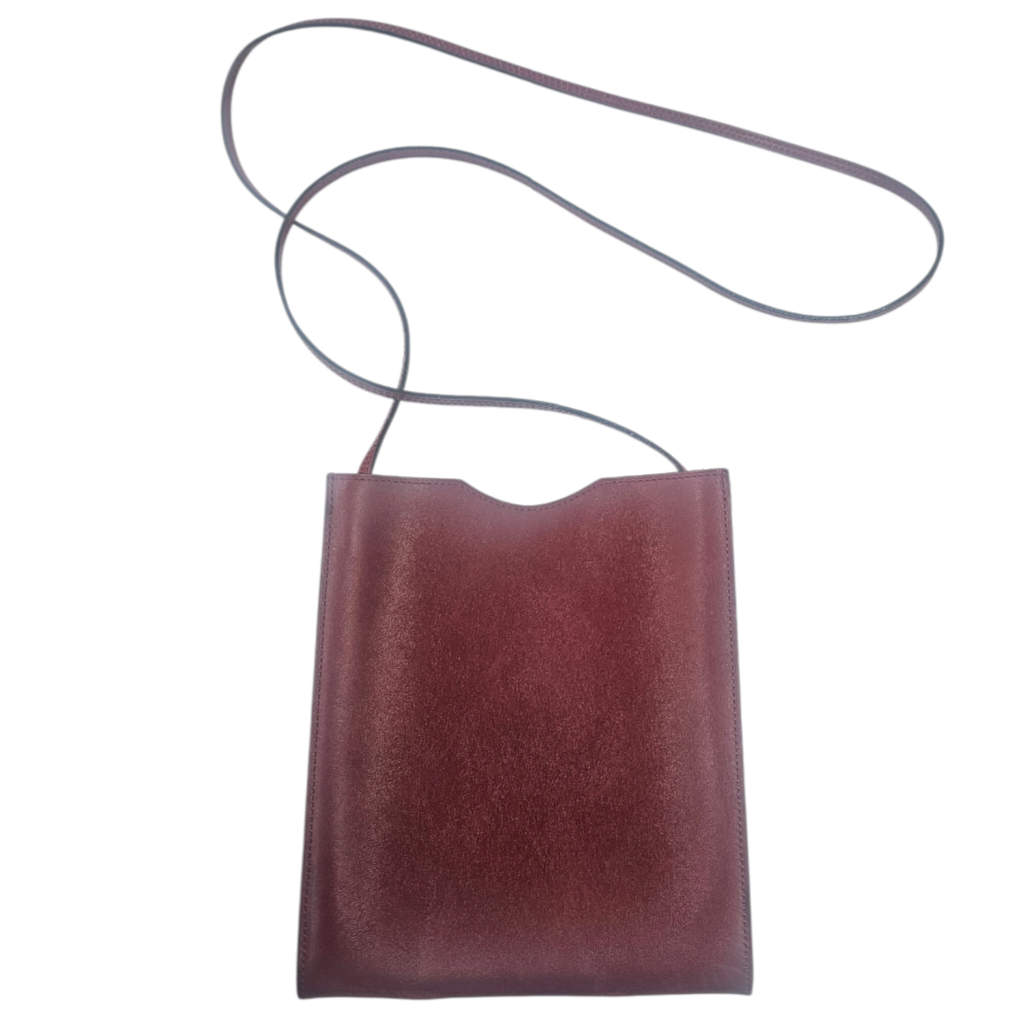 HERMES SAC POCHETTE ONIMAITOU EN CUIR ROUGE BOX ROUGE H