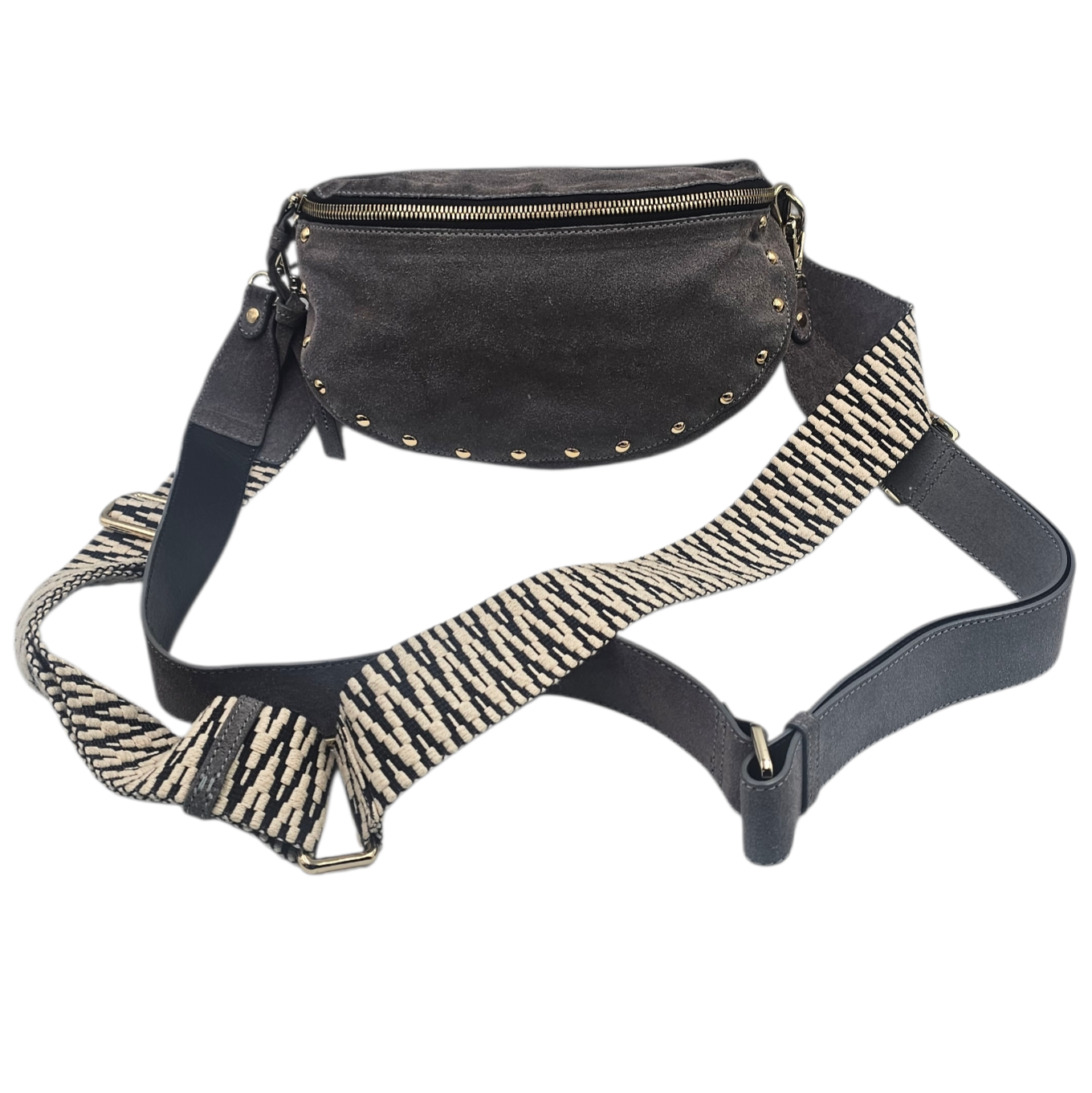 ISABELLE FARRUGIA SAC BANANE TCHIKITA EN DAIM GRIS 2 BANDOULIERES