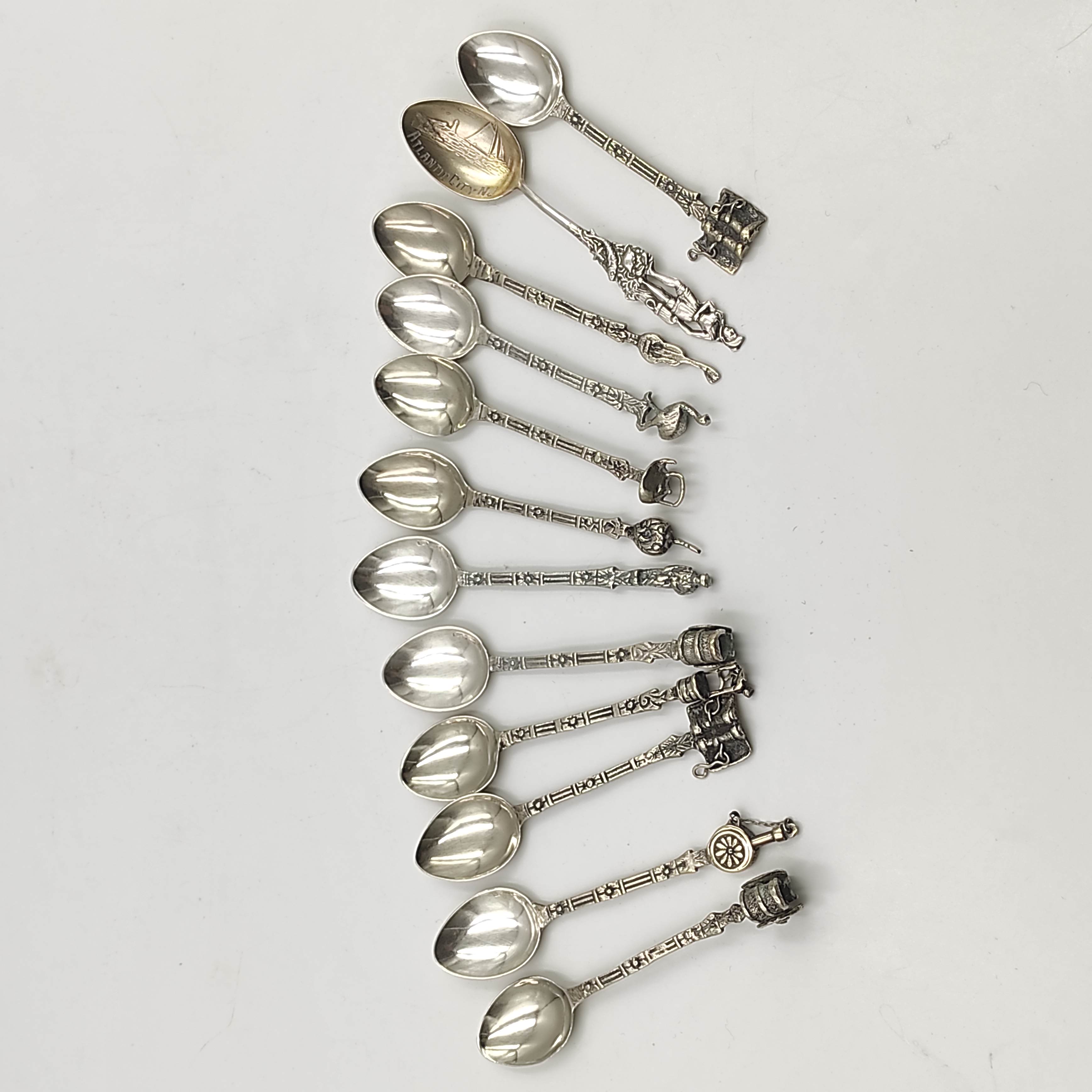 12 CUILLERES A MOKA MANCHE DECORE EN ARGENT (925 - STERLING - 800...) 84.86 GR