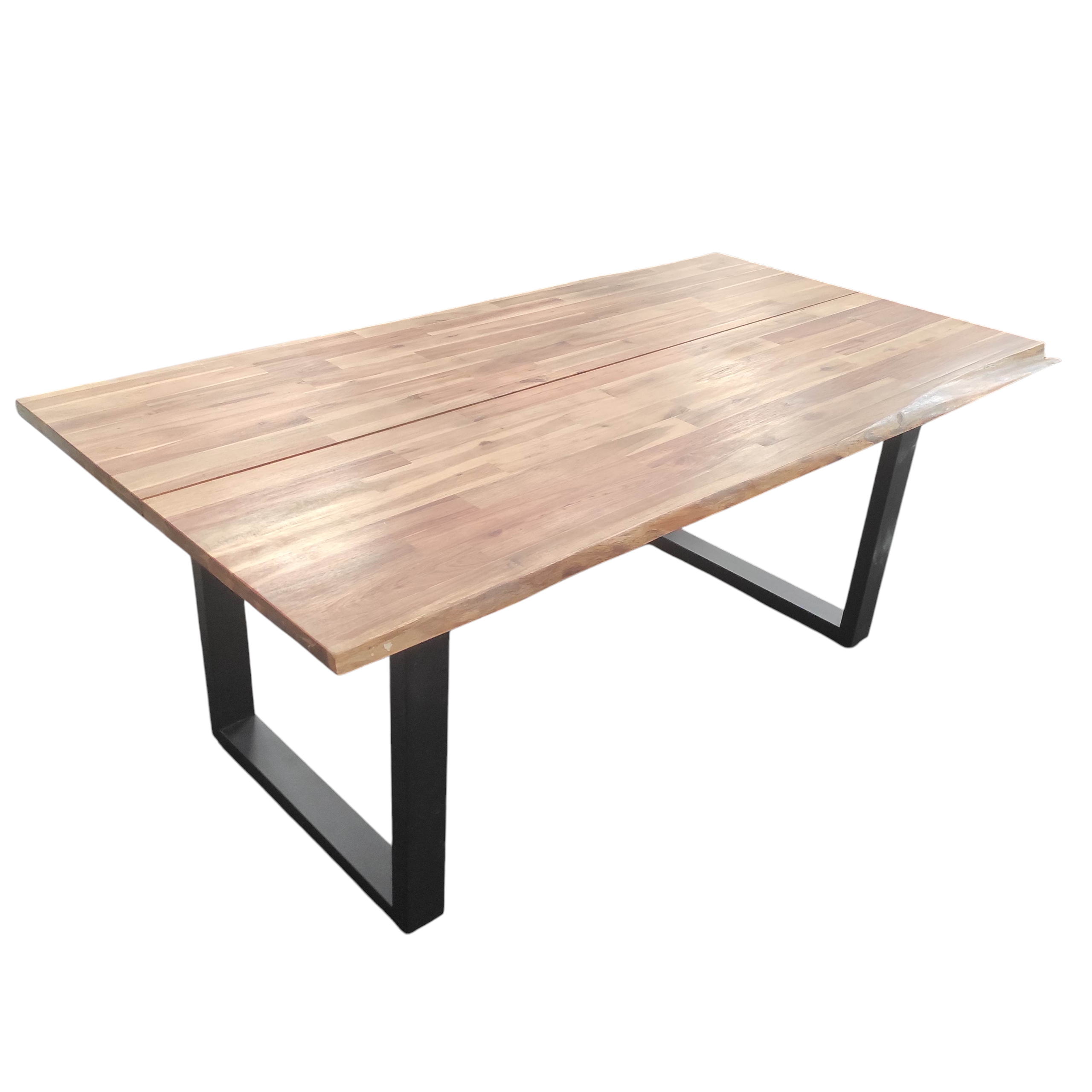 TABLE DE REPAS 180/76/91 CM PLATEAU BOIS ET PIETEMENT EN FER (1 ECLAT)