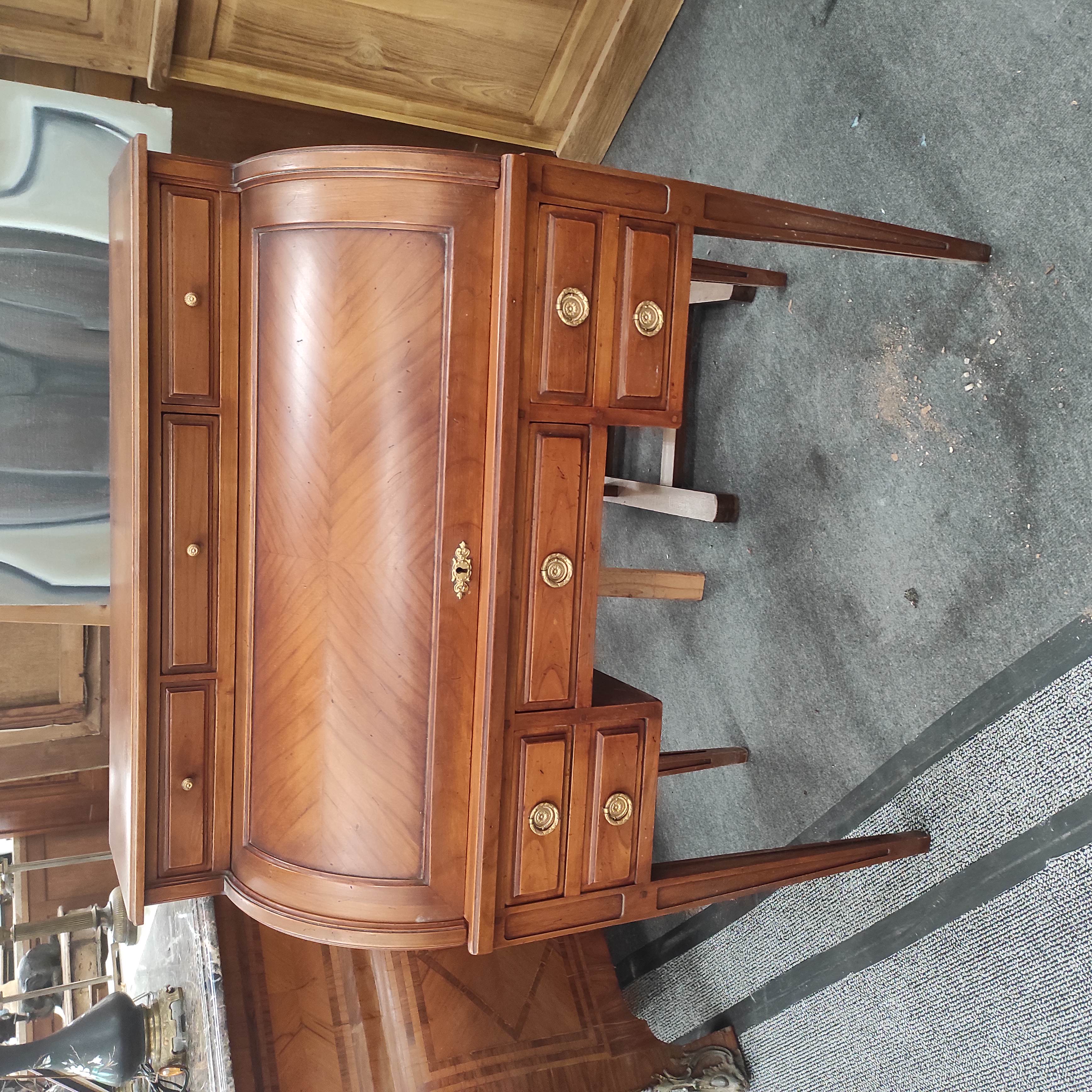 SECRETAIRE A CYLINDRE 8 TIROIRS 87/102/46 CM EN MERISIER