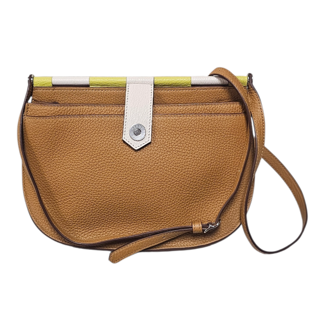 HERMES SAC SEAU 25 CUIR TAURILLON ET CHEVRE SESAME / NATA-LIME (YBT) + FACT.