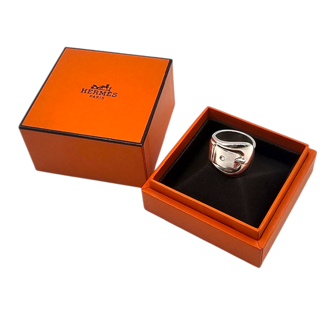 HERMES BAGUE CEINTURE EN ARGENT (925) 16.43 GR T.57 + ECRIN