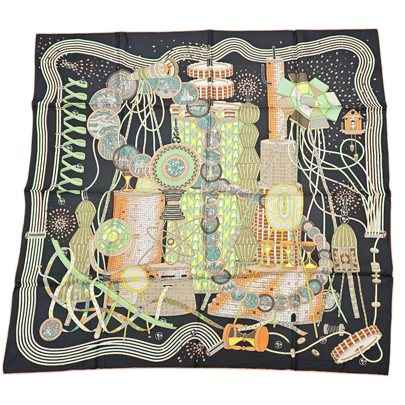 HERMES CARRE LE LABORATOIRE DU TEMPS DE PIERRE MARIE FOND NOIR