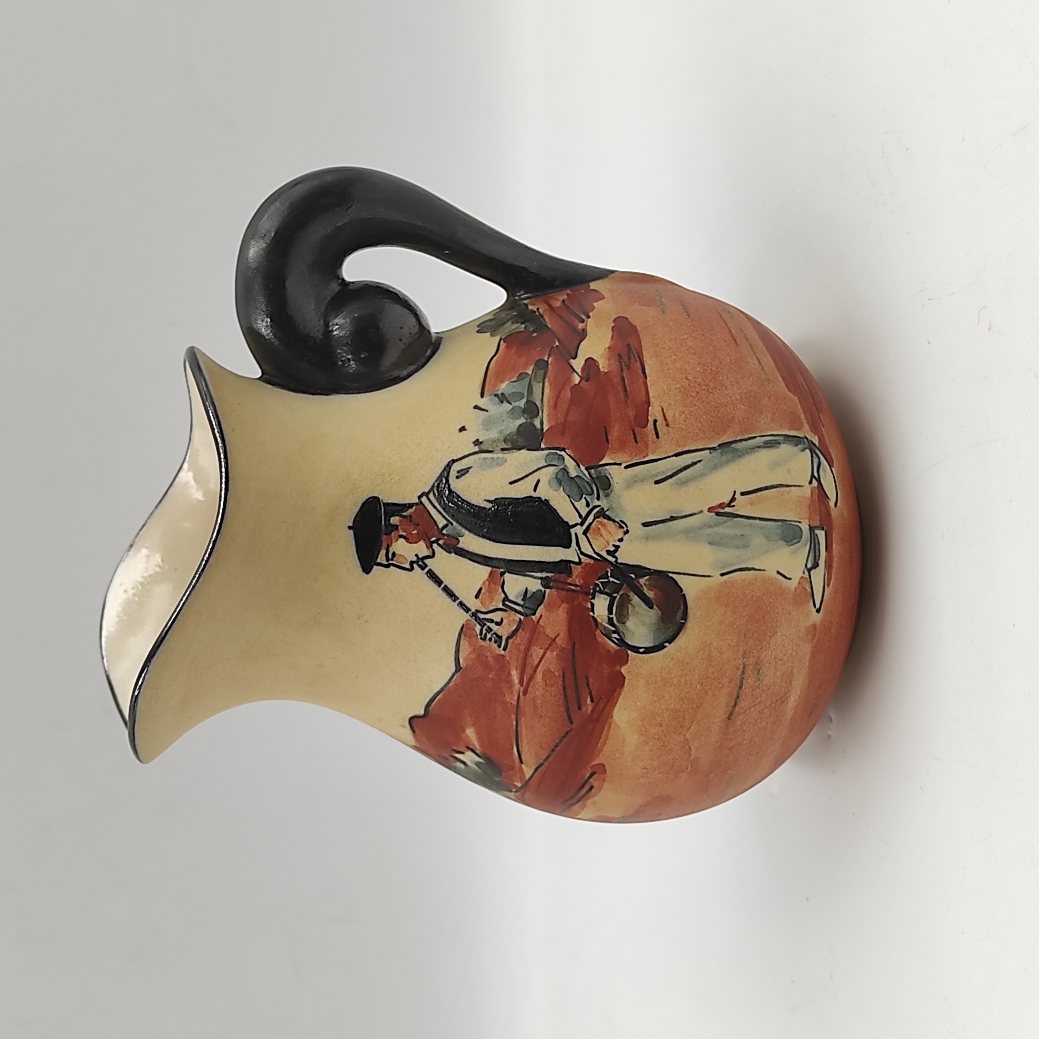 CIBOURE RF RODOLPHE FISCHER VERSEUSE A DECOR  DE MUSICIEN BASQUE H 12.5 CM