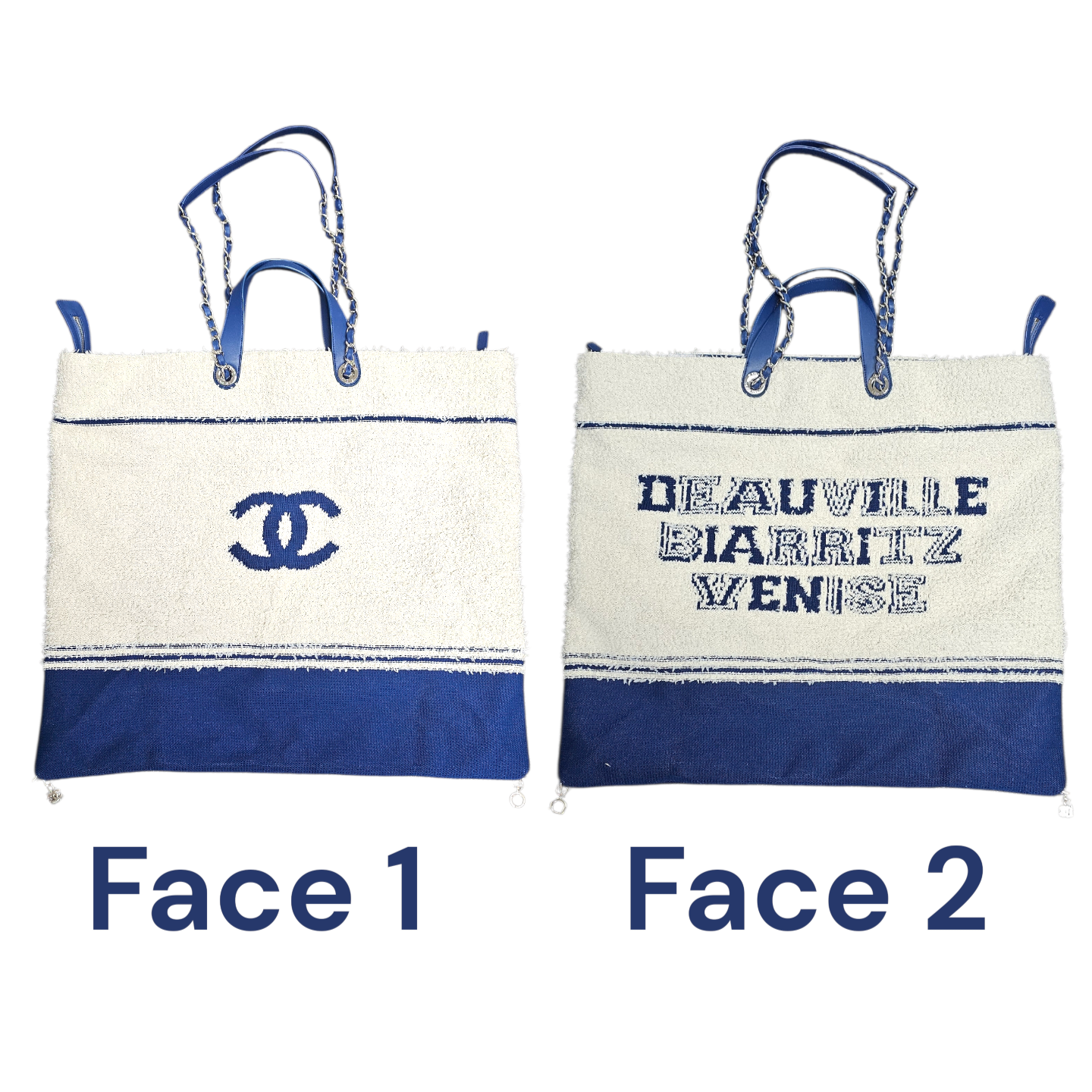 CHANEL SAC CABAS DEAUVILLE BIARRITZ... (27553) TWEED, CUIR CIRCA 2019 + DUST BAG