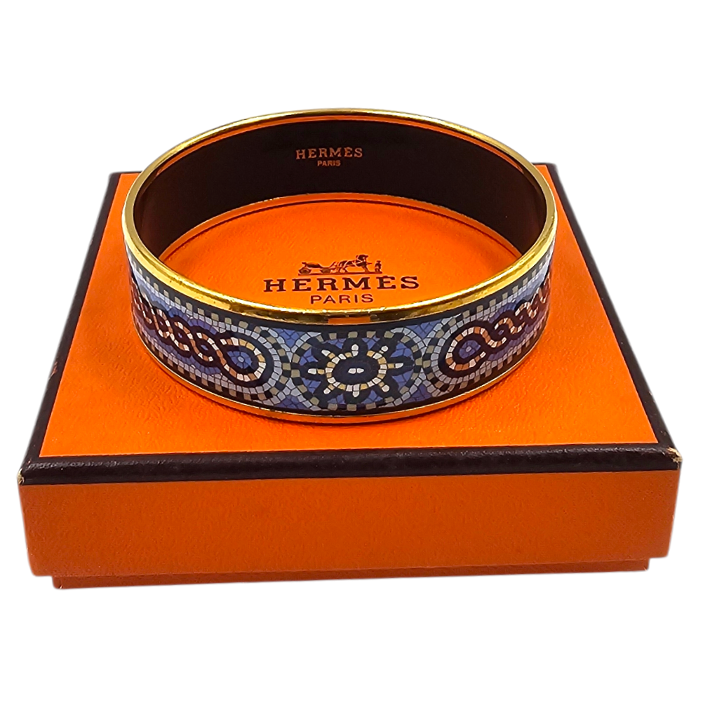 HERMES BRACELET EMAIL MOSAIQUE FINITION PLAQUE OR JAUNE + ECRIN
