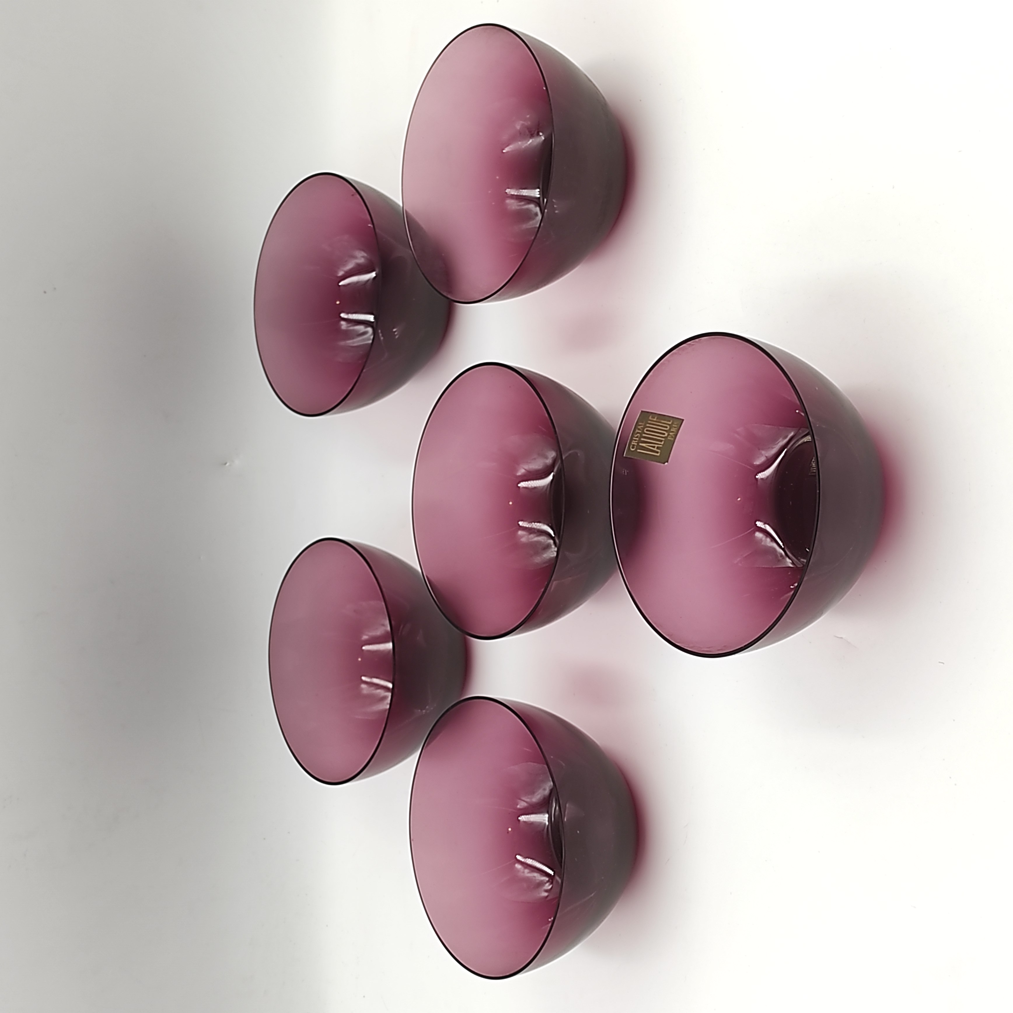 LALIQUE 6 RINCE-DOIGTS EN CRISTAL AMETHYSTE