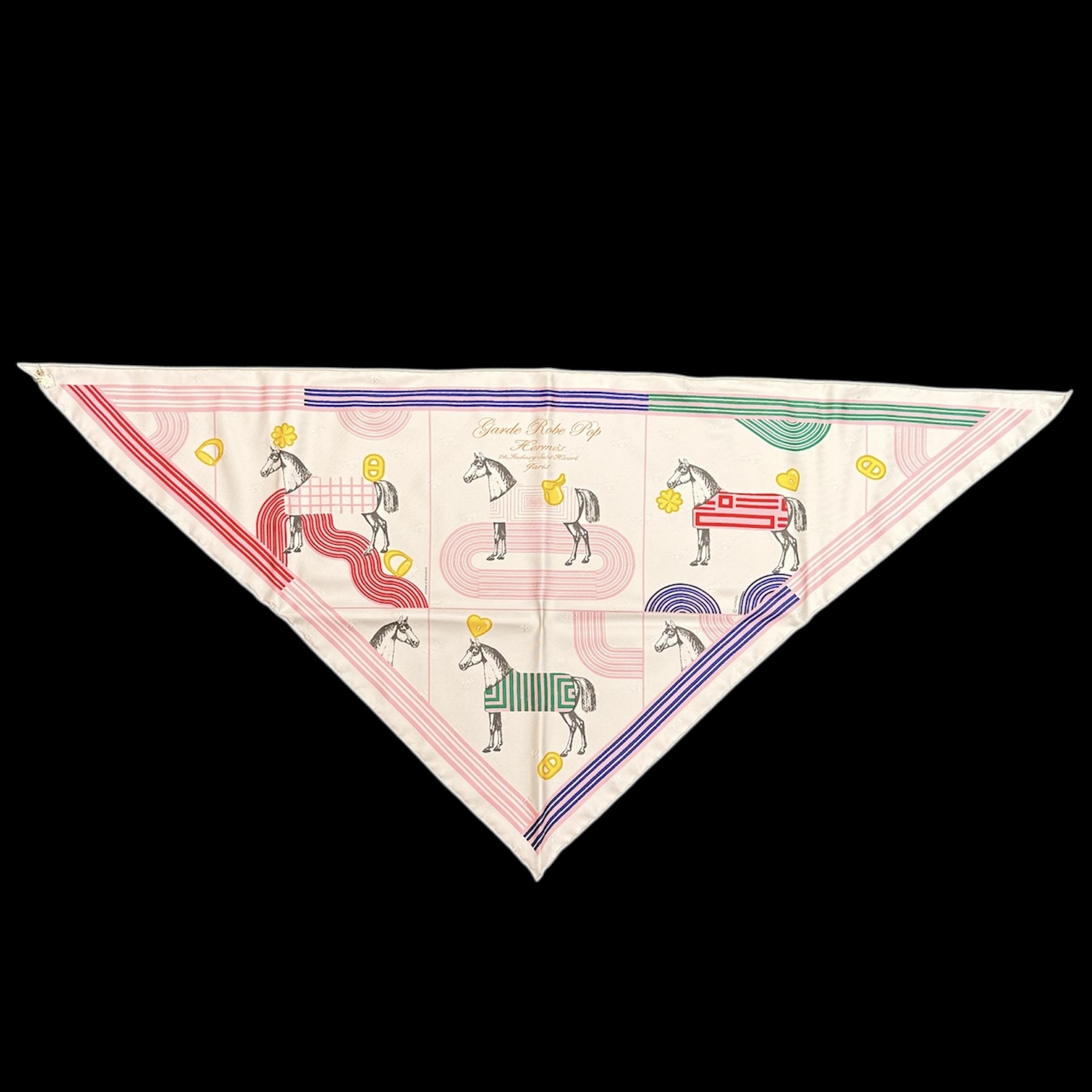 HERMES TRIANGLE GARDE ROBE POP DE PAGNI GIANPAOLO SOIE BRODEE AVEC CHARM